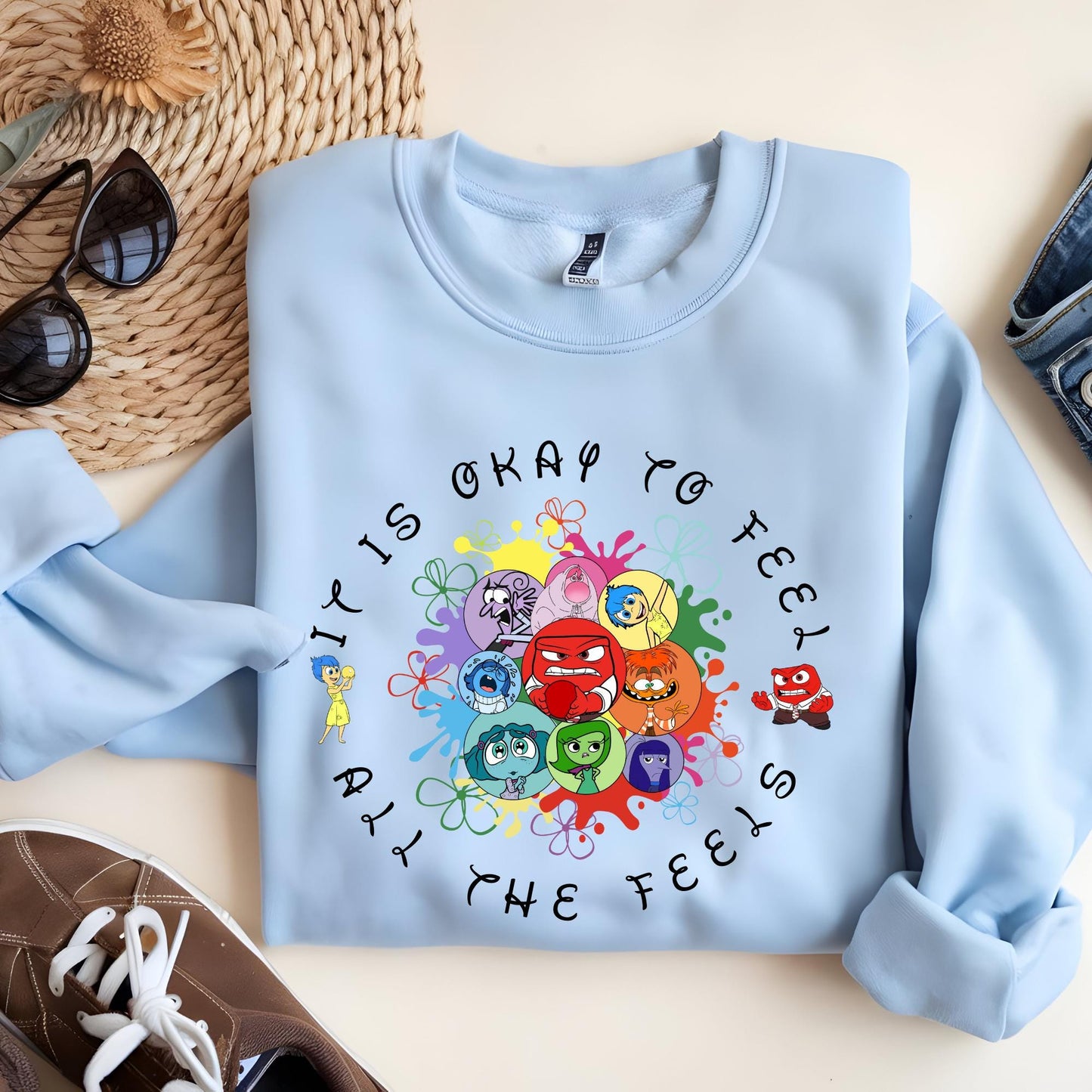Disney Inside Out It's Okay To Feel All The Feels Sweatshirt, Mental Health Sweat, Inclusion Hoodie Inside Out Speech Therapy Sweatshirt