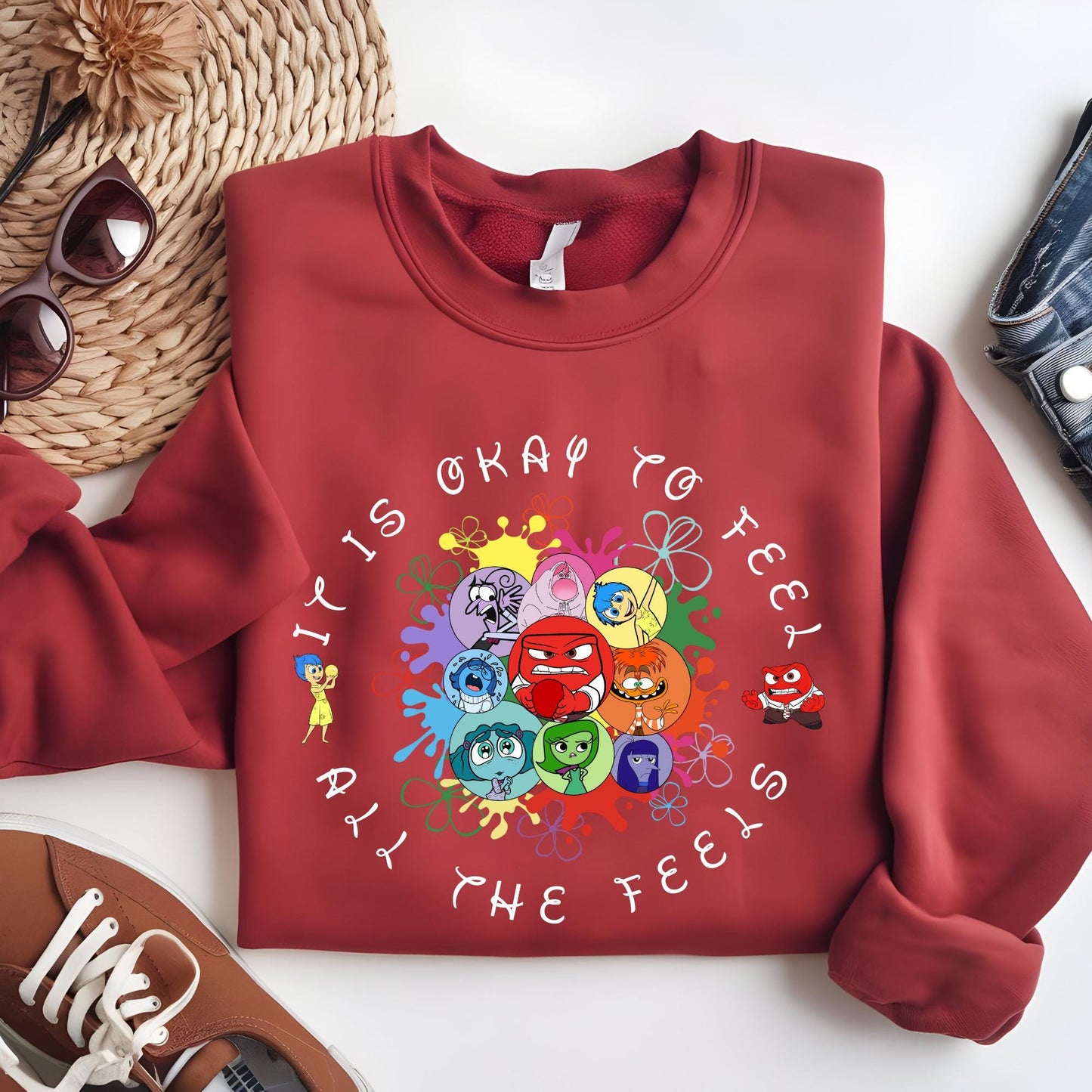 Disney Inside Out It's Okay To Feel All The Feels Sweatshirt, Mental Health Sweat, Inclusion Hoodie Inside Out Speech Therapy Sweatshirt