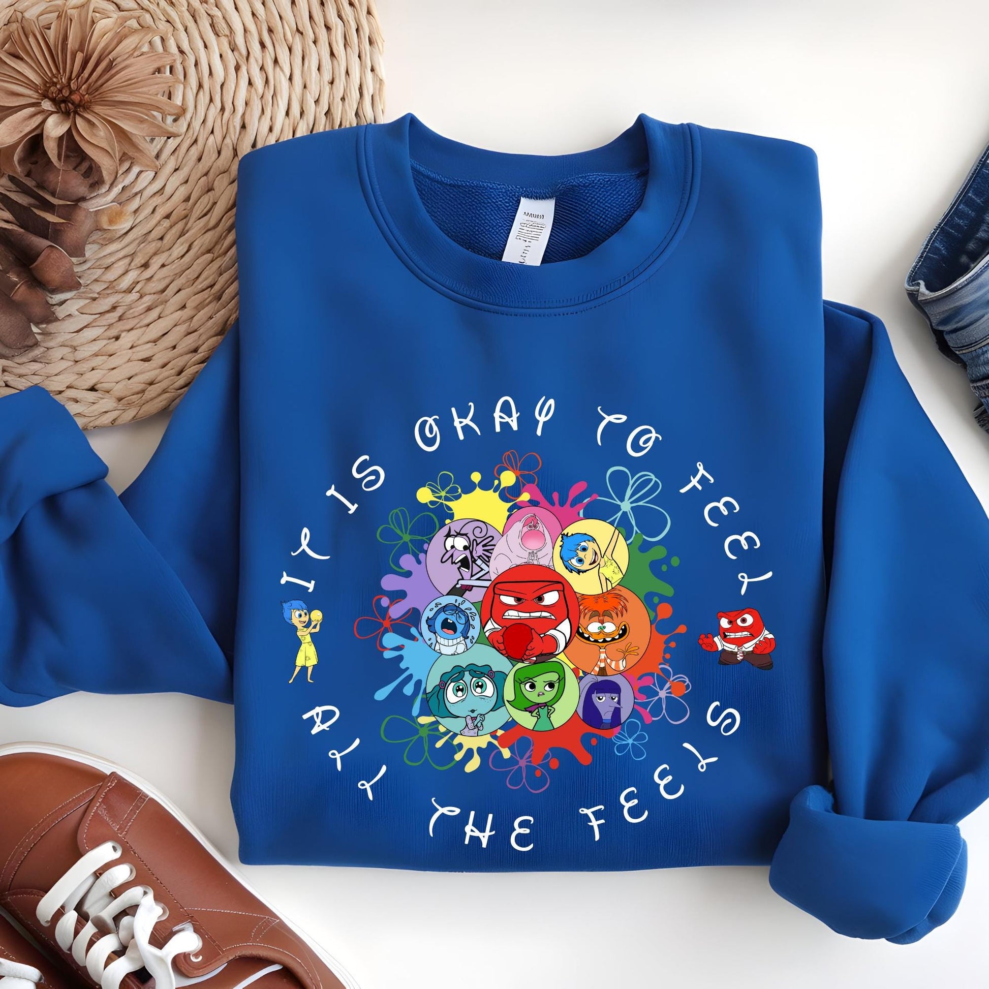 Disney Inside Out It's Okay To Feel All The Feels Sweatshirt, Mental Health Sweat, Inclusion Hoodie Inside Out Speech Therapy Sweatshirt