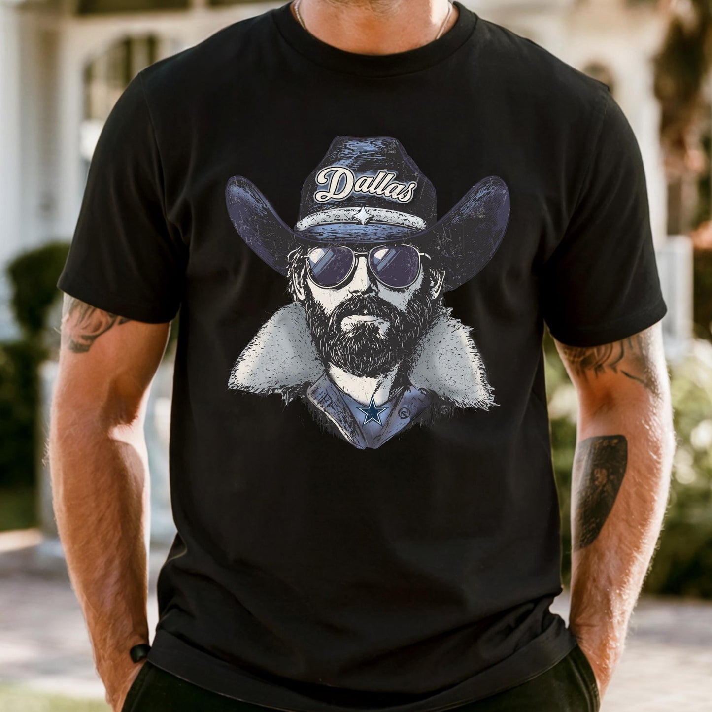 Comfort Colors Dallas Football Fan Shirt: Blue & Silver Game Day Tee