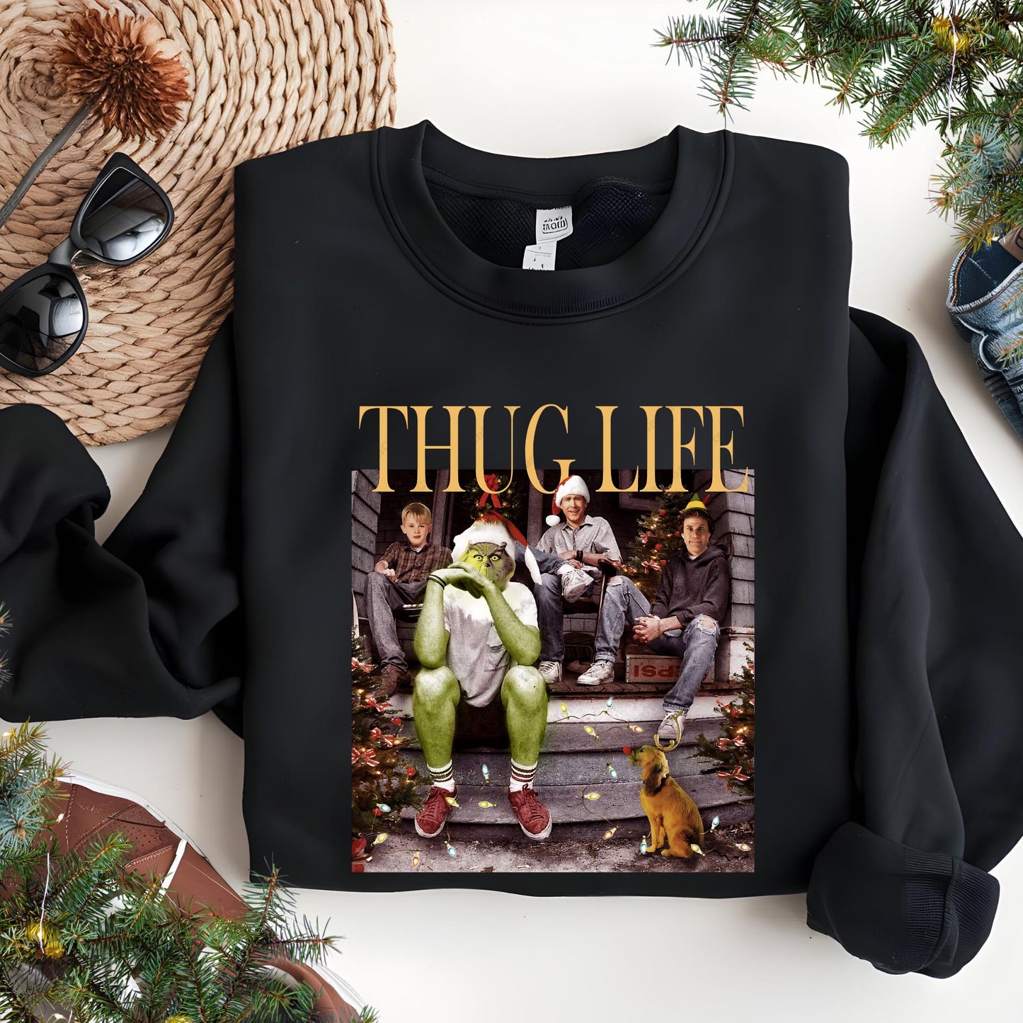 Thug Life Christmas Sweatshirt Christmas Movie Hoodie Christmas Friends Sweat Christmas Gifts for Women Holiday Crewneck Xmas