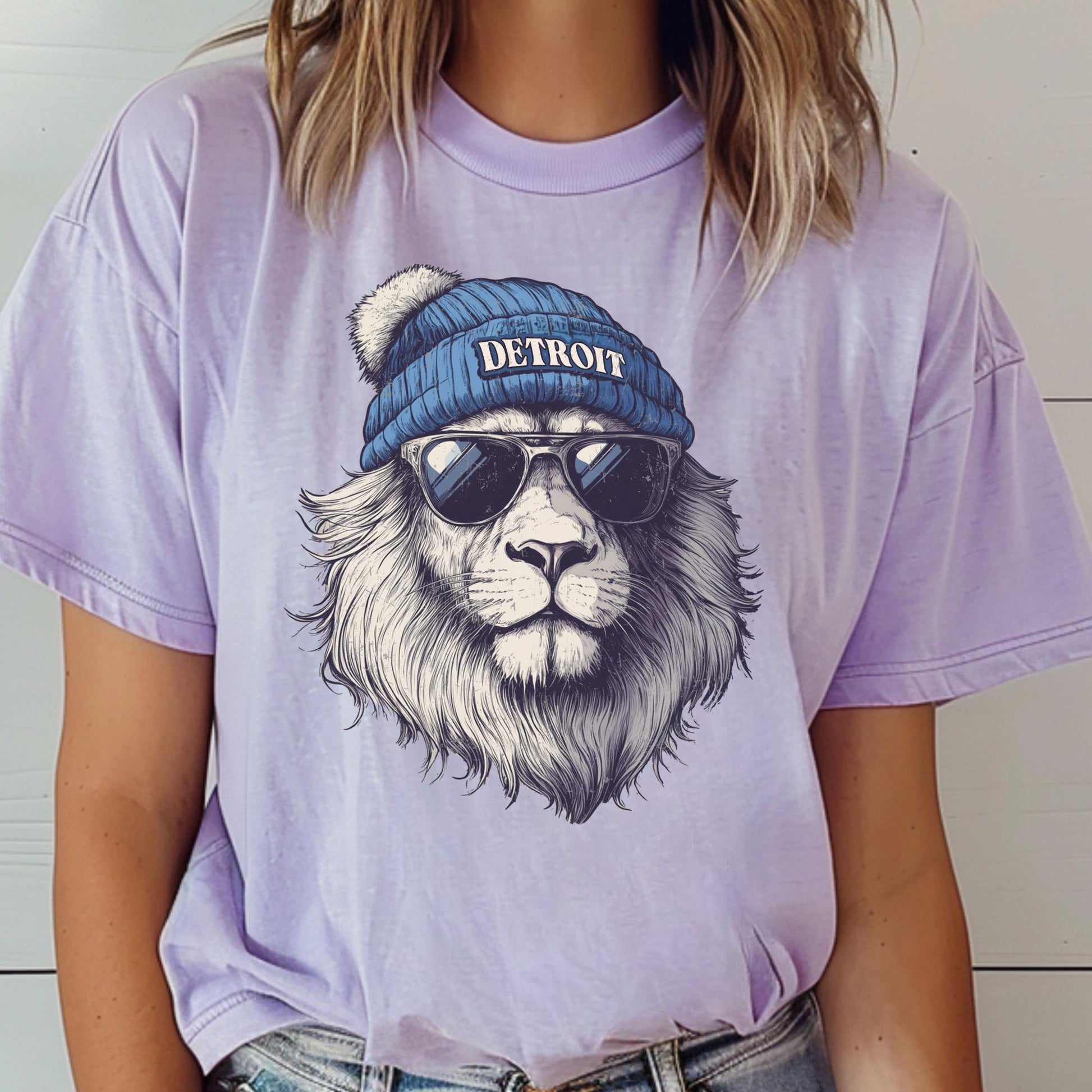 Detroit Football Fan Shirt: Comfort Colors Mascot Tee