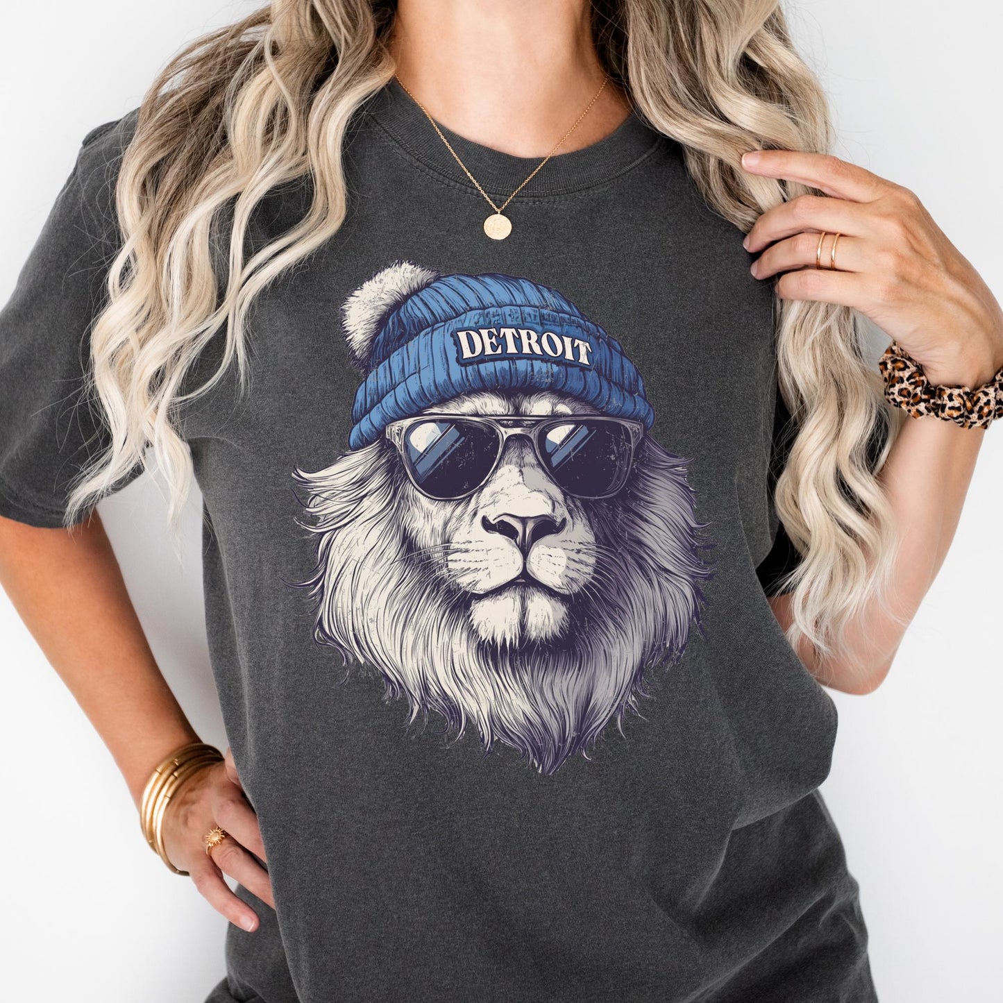 Detroit Football Fan Shirt: Comfort Colors Mascot Tee