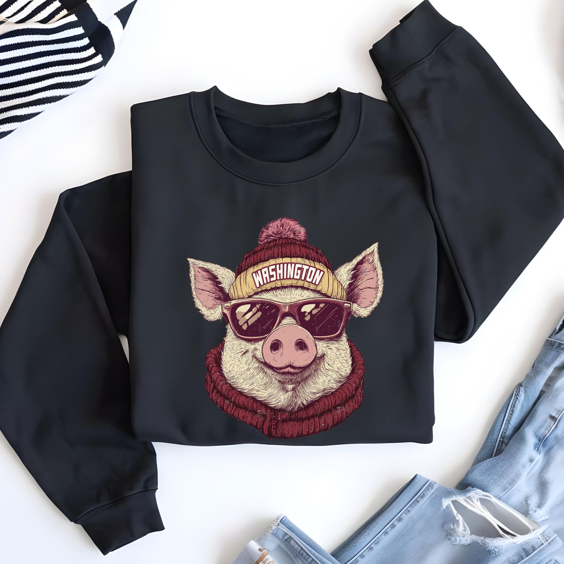 Washington Football Pig Mascot Sweatshirt, Fan Apparel