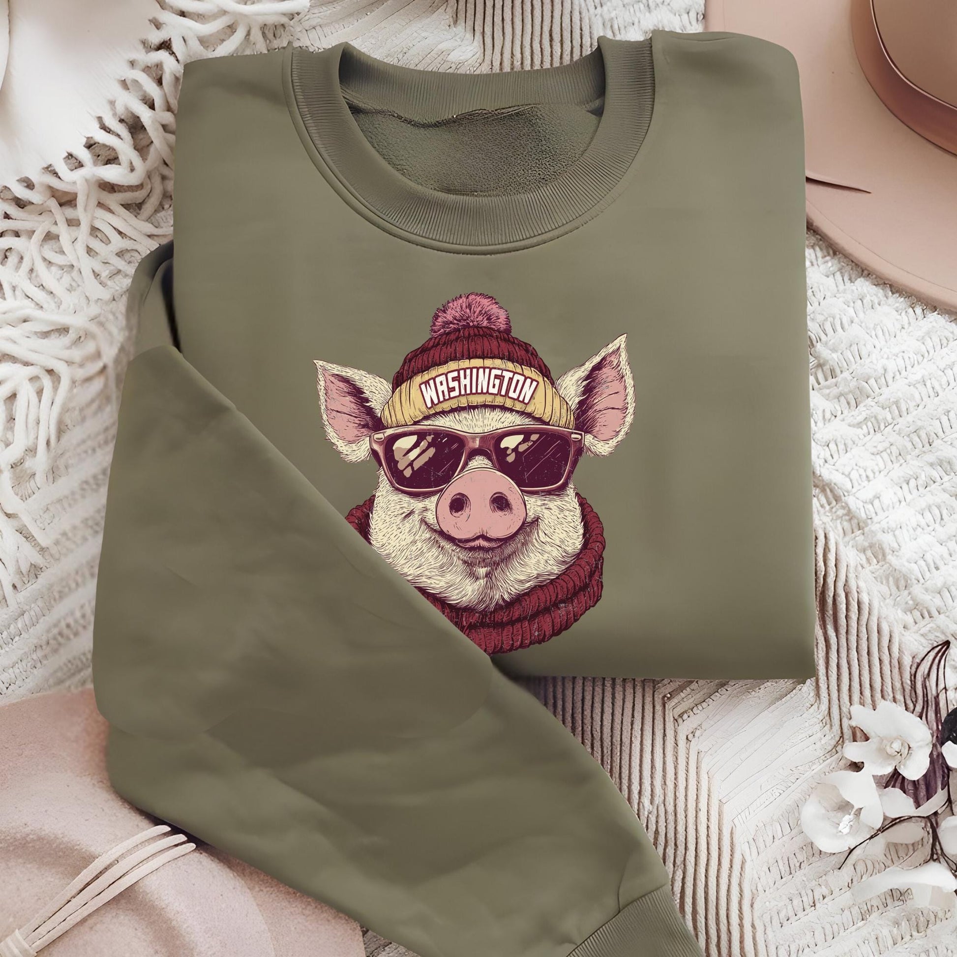 Washington Football Pig Mascot Sweatshirt, Fan Apparel