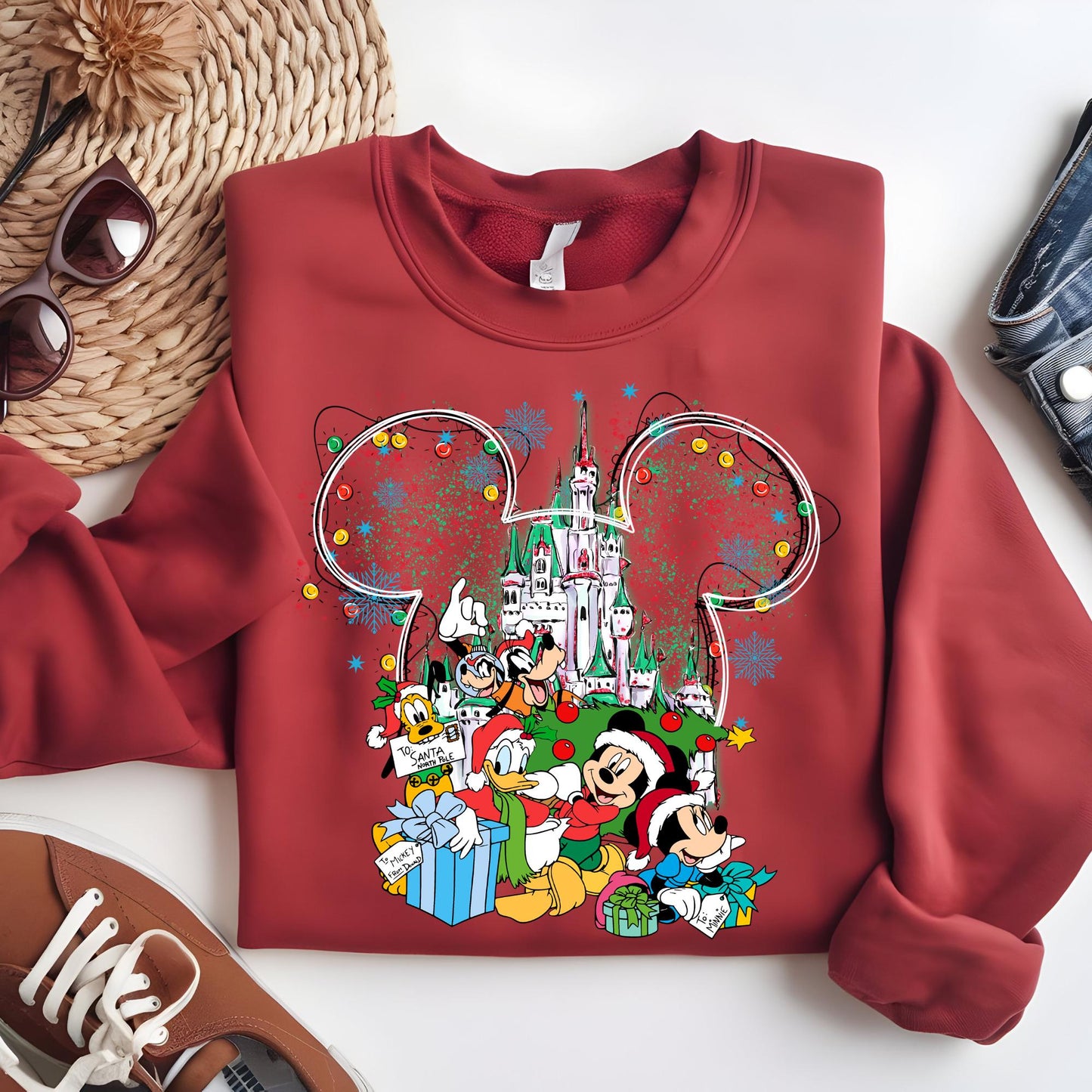 Personalized Disney Christmas Sweatshirt, Mickey Minnie Sweat, Disney Merry Christmas Sweatshirt, Disney Hoodie, Disney World Family Shirt