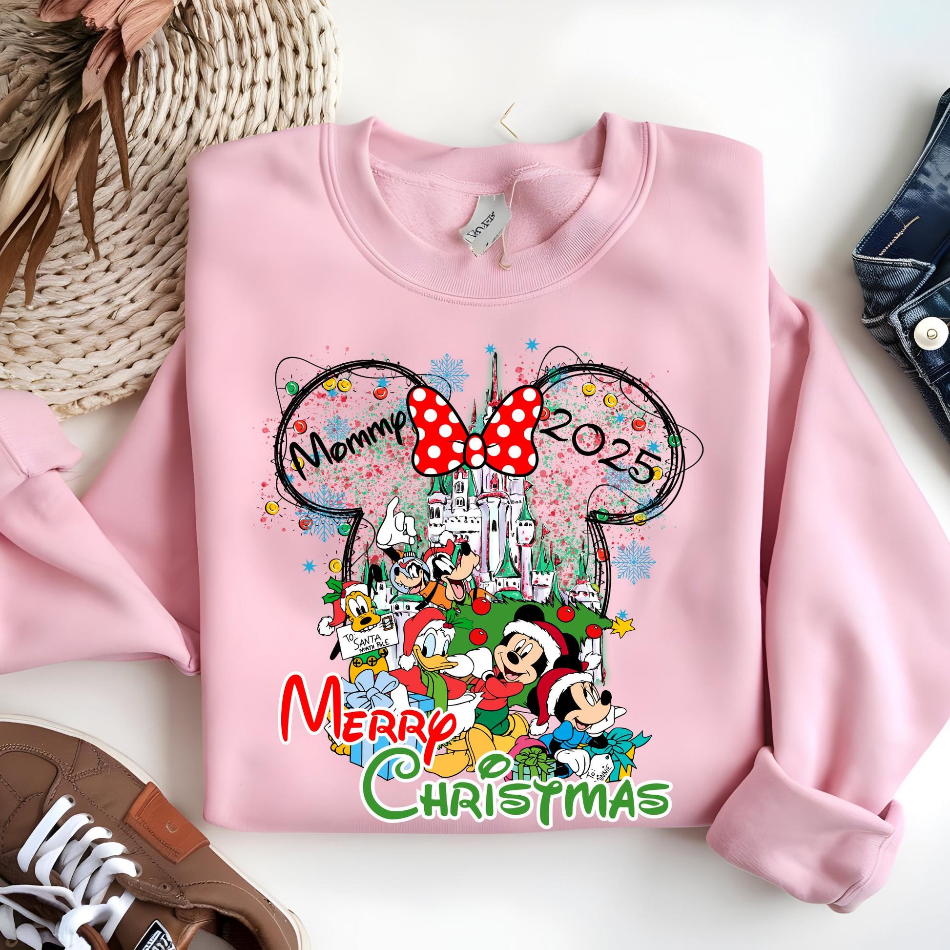 Personalized Disney Christmas Sweatshirt, Mickey Minnie Sweat, Disney Merry Christmas Sweatshirt, Disney Hoodie, Disney World Family Shirt