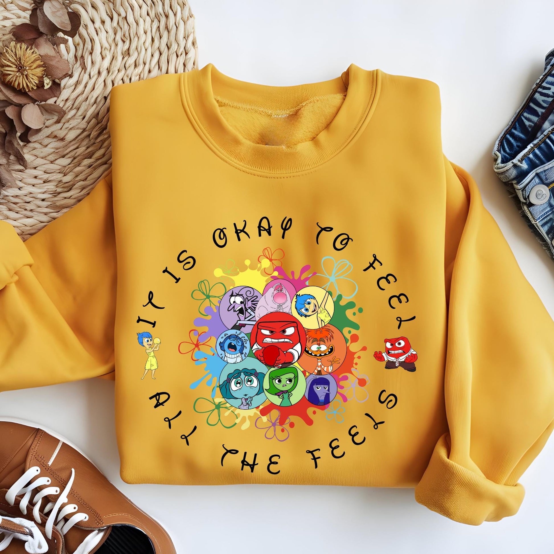 Disney Inside Out It's Okay To Feel All The Feels Sweatshirt, Mental Health Sweat, Inclusion Hoodie Inside Out Speech Therapy Sweatshirt