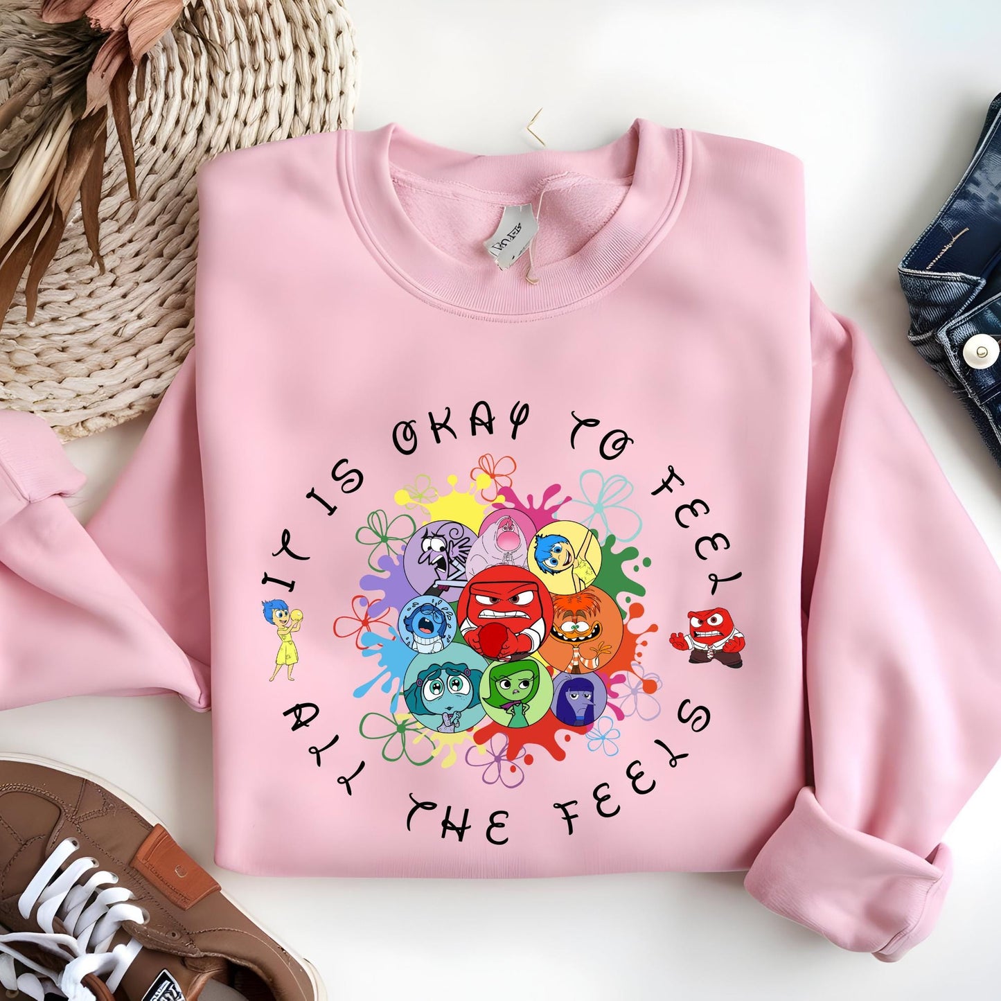 Disney Inside Out It's Okay To Feel All The Feels Sweatshirt, Mental Health Sweat, Inclusion Hoodie Inside Out Speech Therapy Sweatshirt