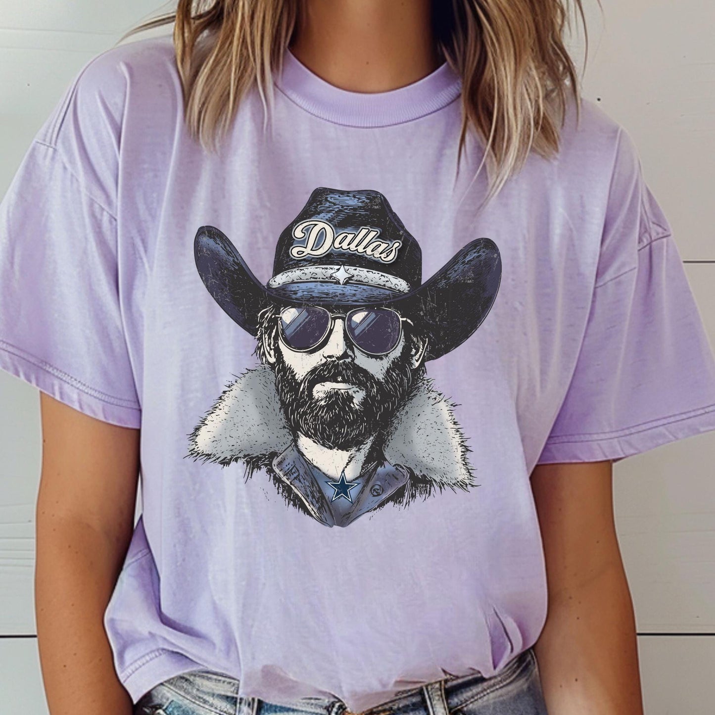Comfort Colors Dallas Football Fan Shirt: Blue & Silver Game Day Tee