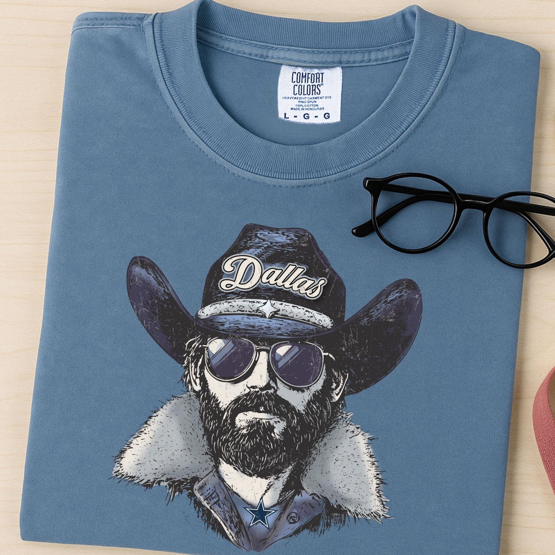 Comfort Colors Dallas Football Fan Shirt: Blue & Silver Game Day Tee