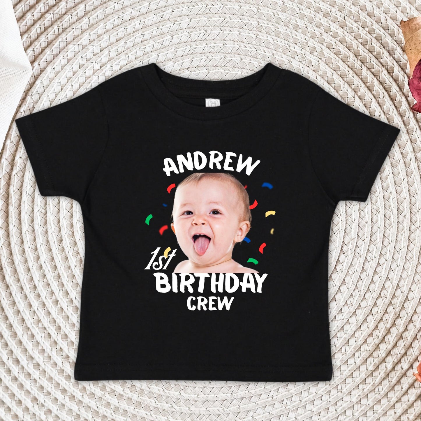 Custom 1st Birthday Onesie®, First Birthday Crew Shirt, Personalized Photo Birthday Tee. Toddler Shirt, 1st Birthday Gift