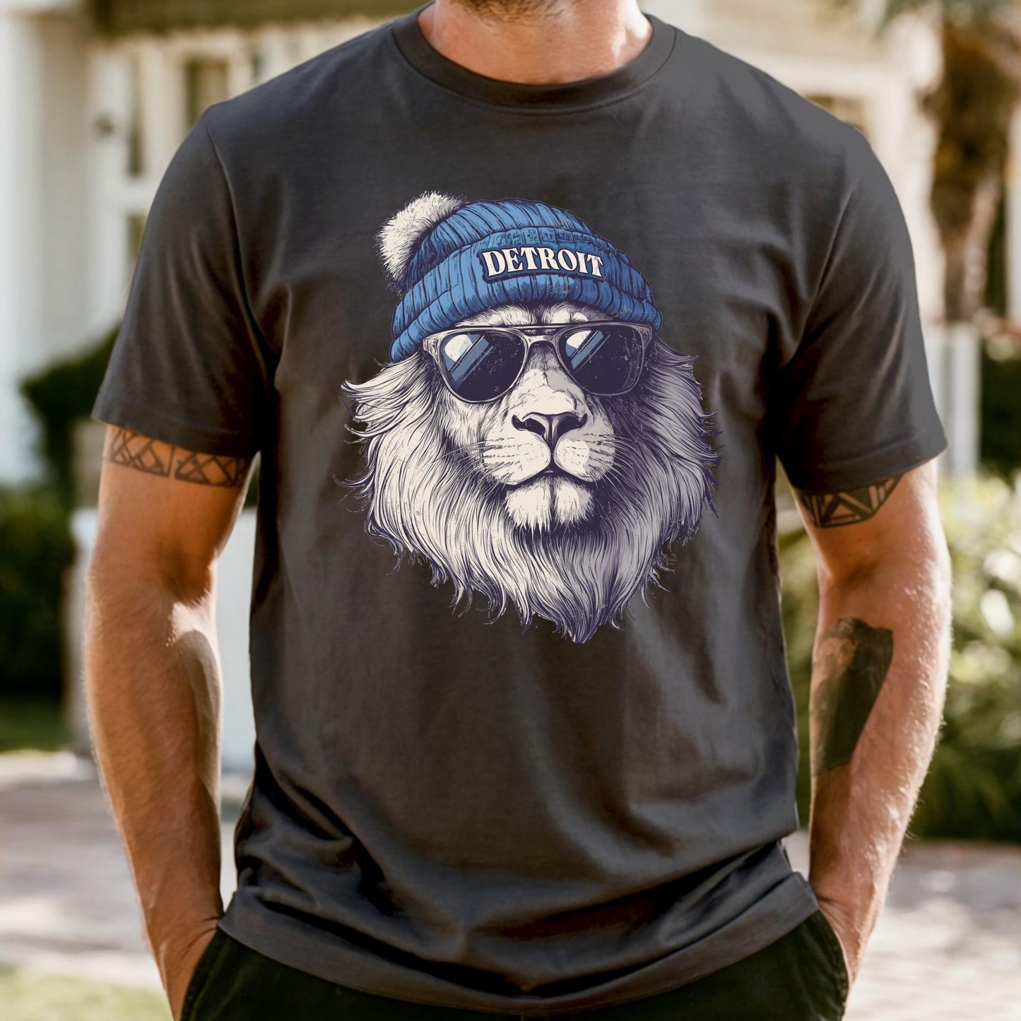 Detroit Football Fan Shirt: Comfort Colors Mascot Tee
