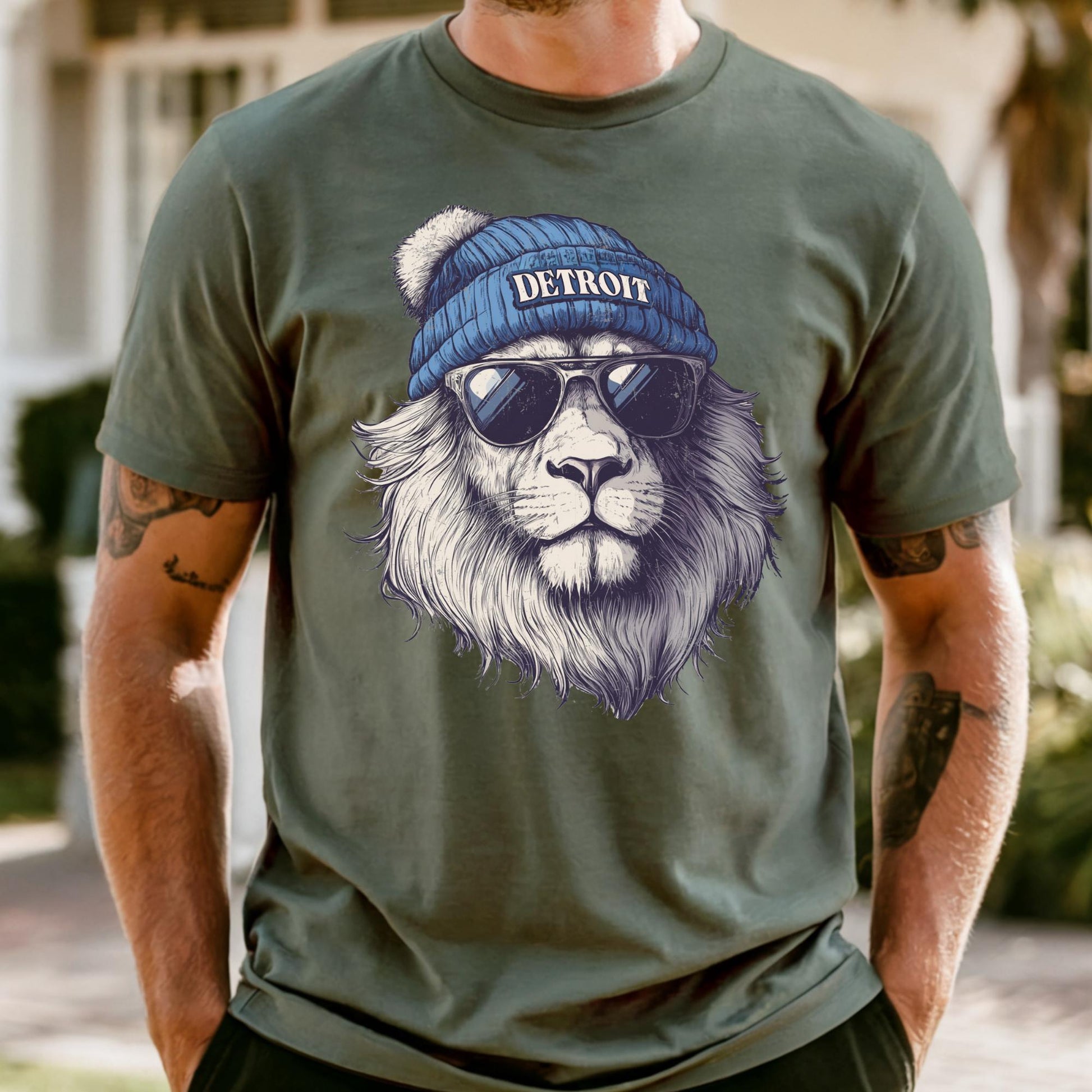 Detroit Football Fan Shirt: Comfort Colors Mascot Tee