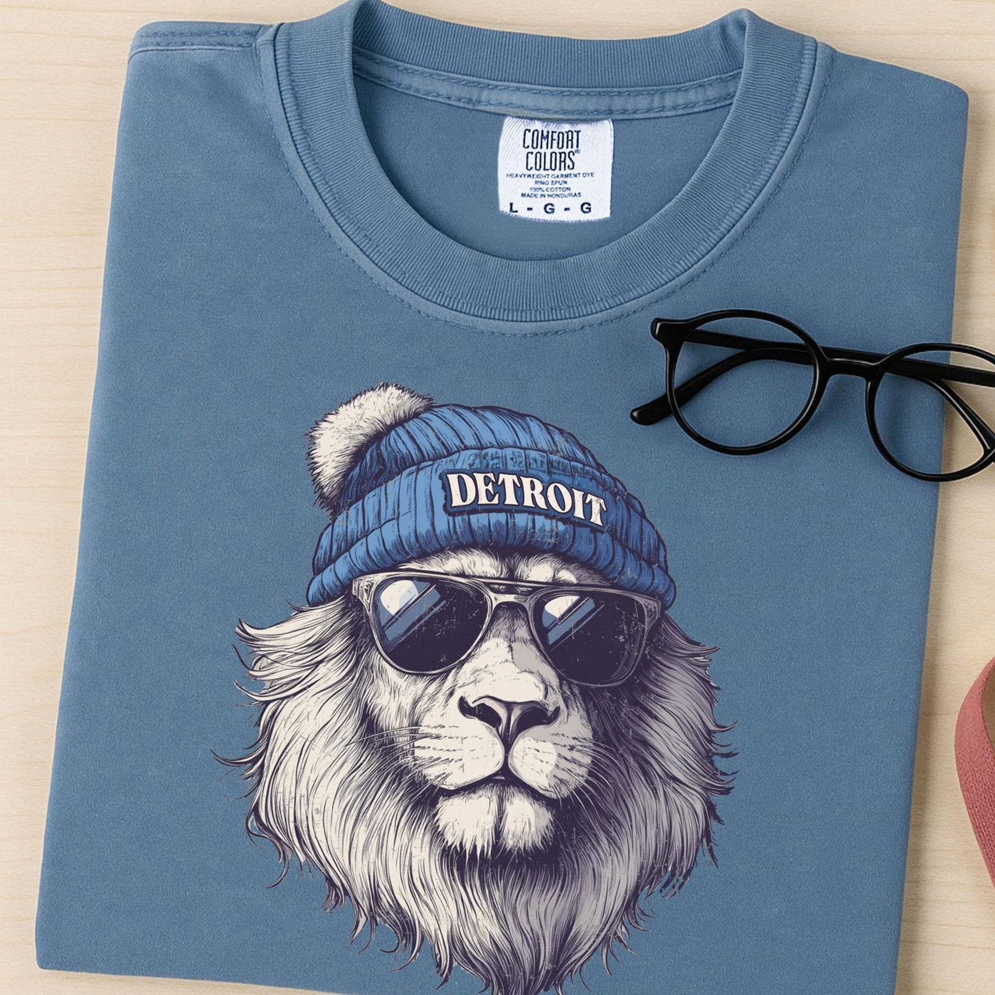 Detroit Football Fan Shirt: Comfort Colors Mascot Tee