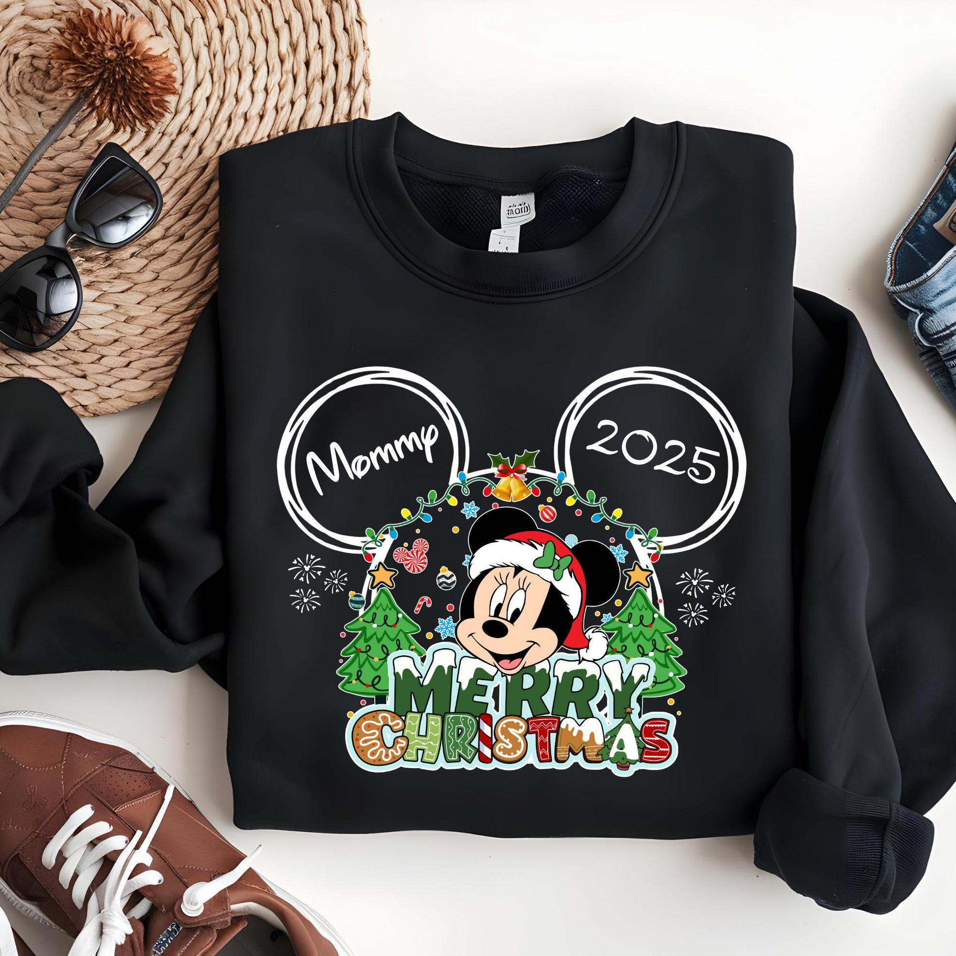Mickey Christmas Sweatshirt, Custom Disney Family Vacation Xmas Hoodie, Mommy 2025 Xmas Shirt, Mickey Ears Christmas Gift