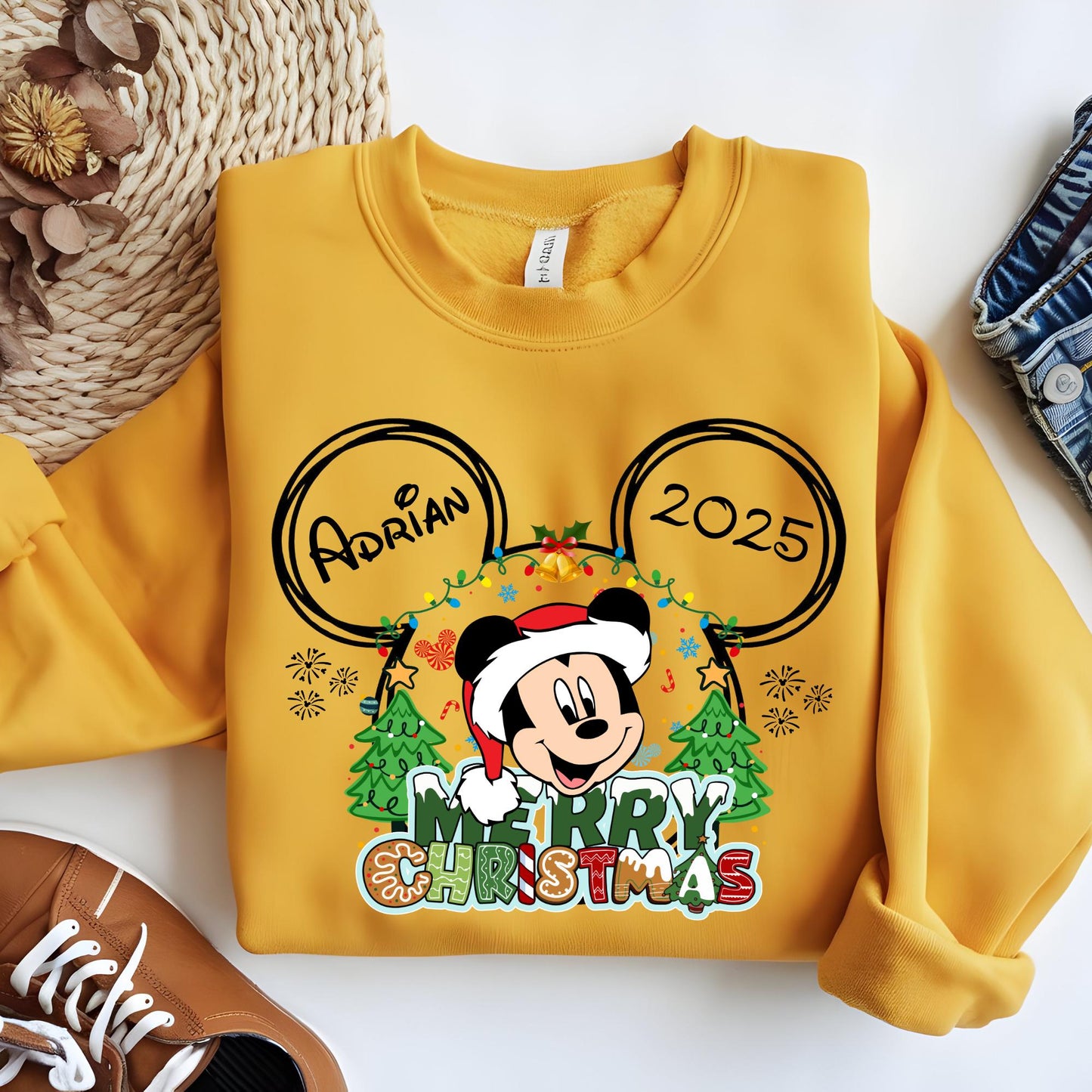 Mickey Christmas Sweatshirt, Custom Disney Family Vacation Xmas Hoodie, Mommy 2025 Xmas Shirt, Mickey Ears Christmas Gift