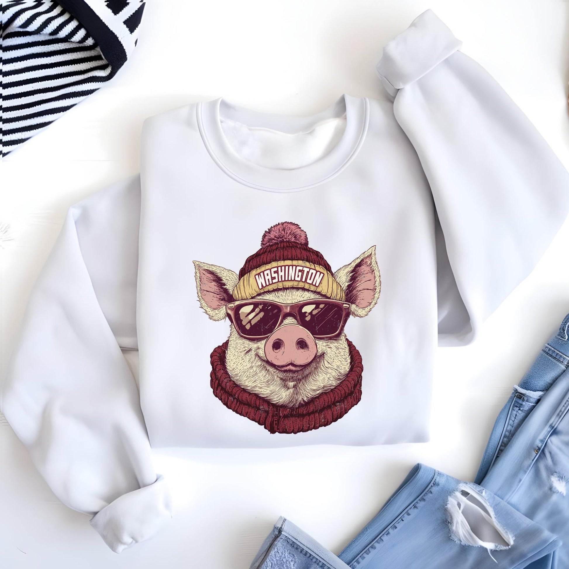 Washington Football Pig Mascot Sweatshirt, Fan Apparel