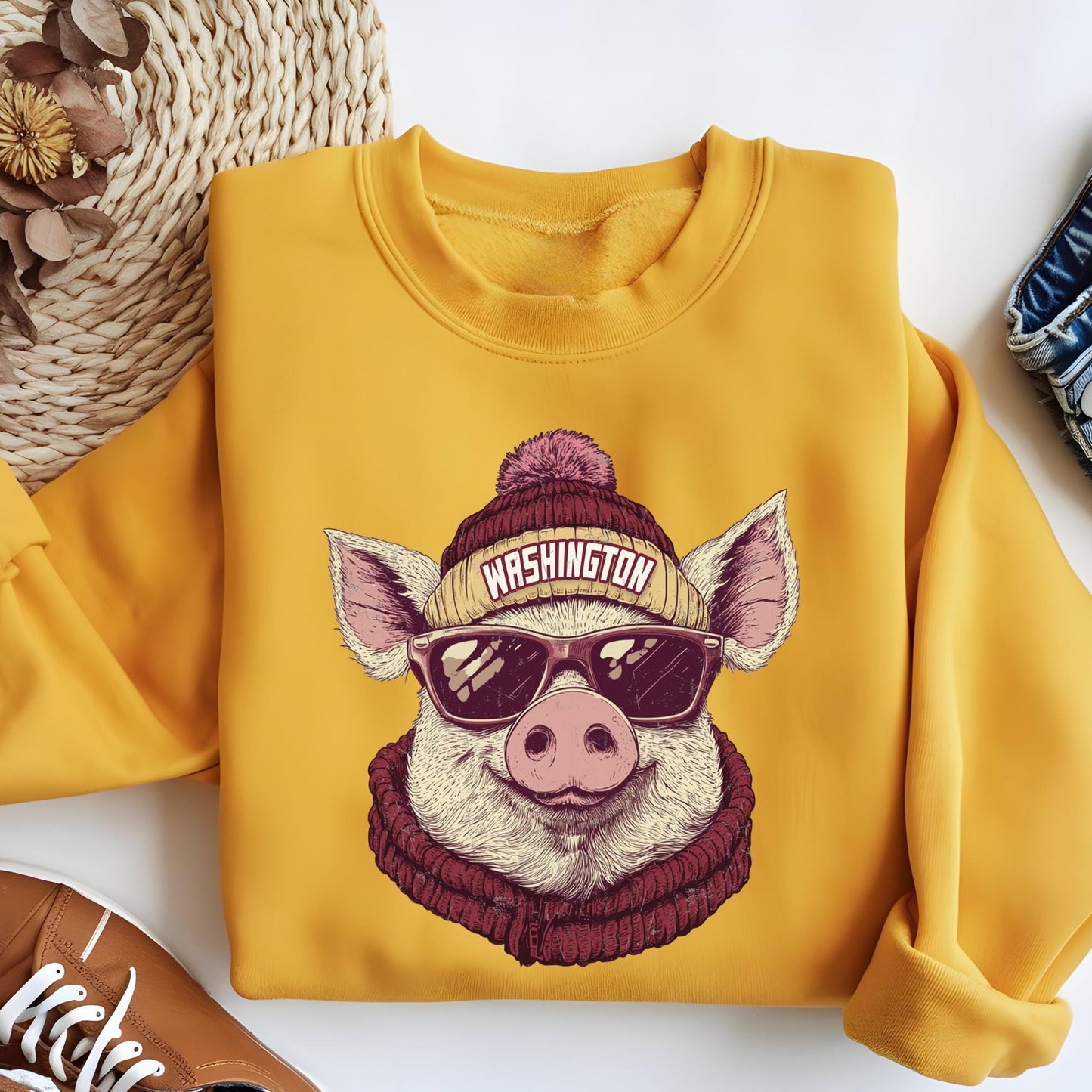 Washington Football Pig Mascot Sweatshirt, Fan Apparel