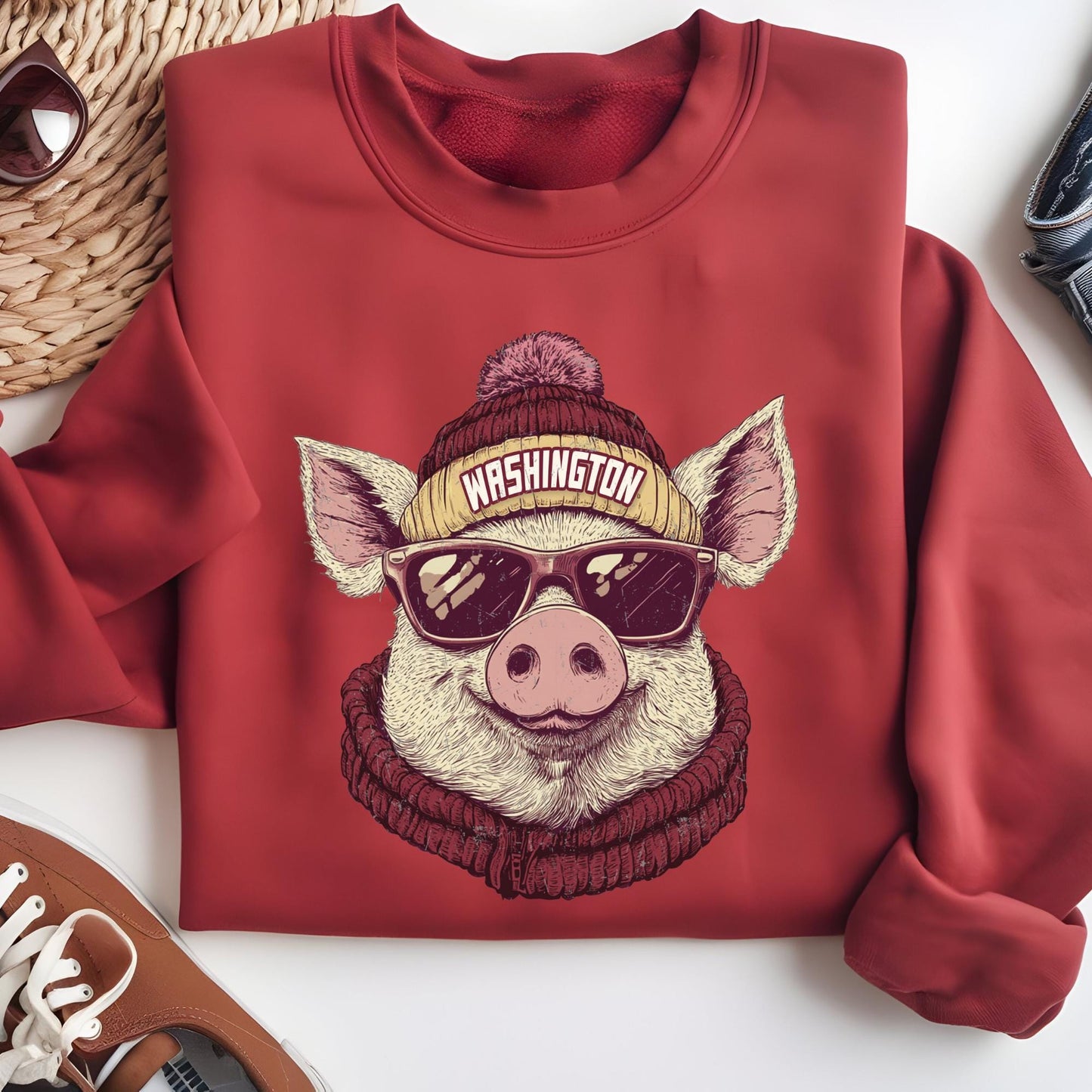 Washington Football Pig Mascot Sweatshirt, Fan Apparel