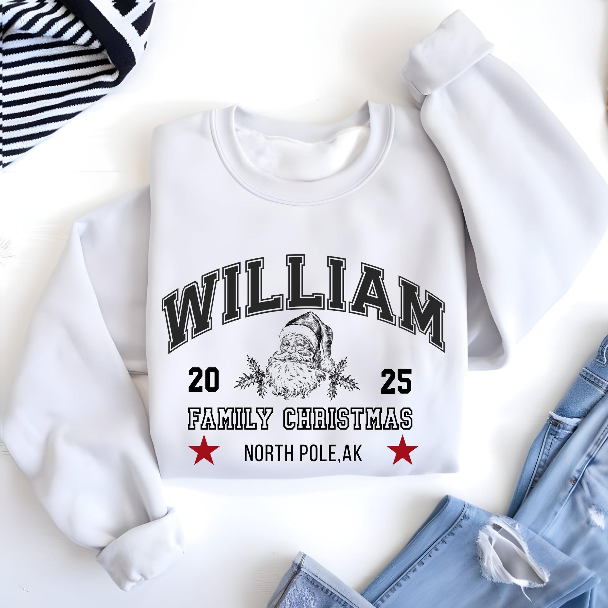 Custom Christmas Vacation Sweatshirt with Name and City | State, Christmas Gift, Christmas Hoodie | Sweat Vintage Varsity Sweater