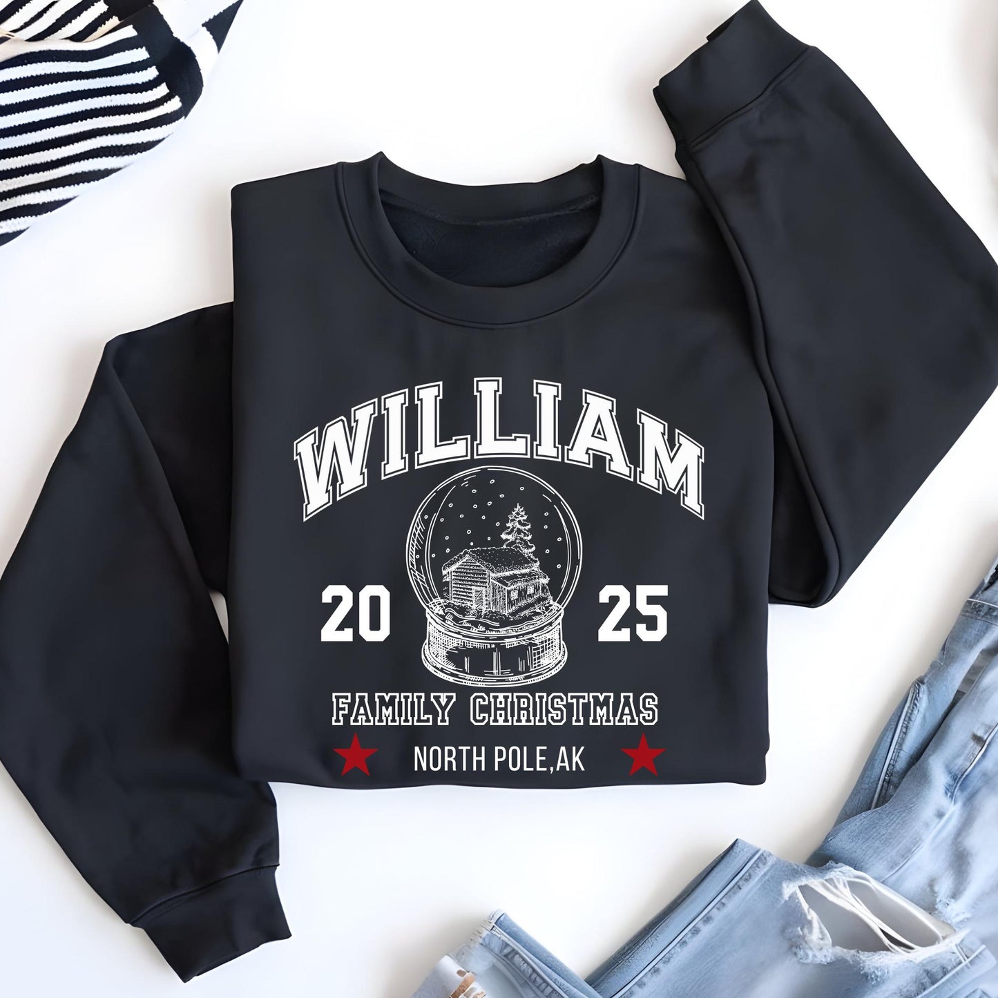 Custom Christmas Vacation Sweatshirt with Name and City | State, Christmas Gift, Christmas Hoodie | Sweat Vintage Varsity Sweater