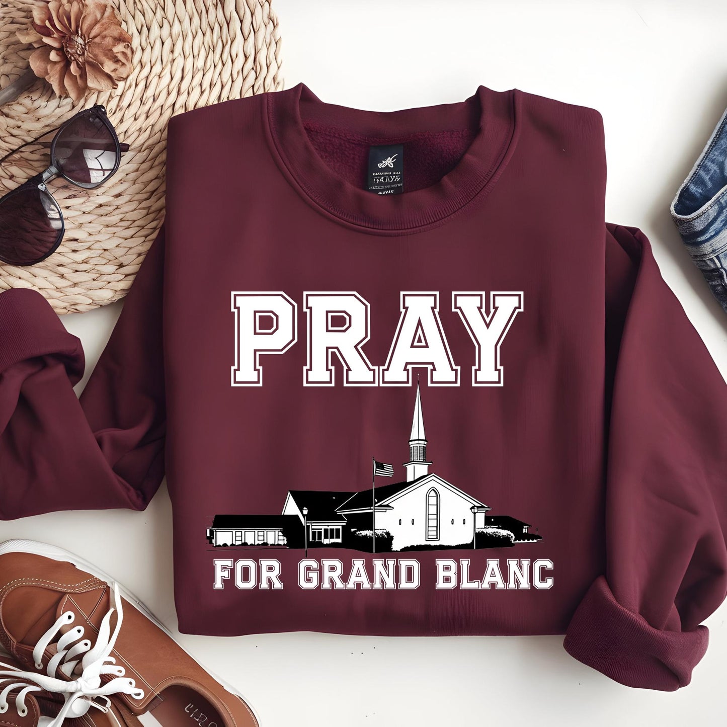 Pray For Grand Blanc Michigan Sweatshirt, Michigan Church T Shirt, Pray For Michigan Shirt, Michigan Shirt, Michigan Church on Fire Shirt