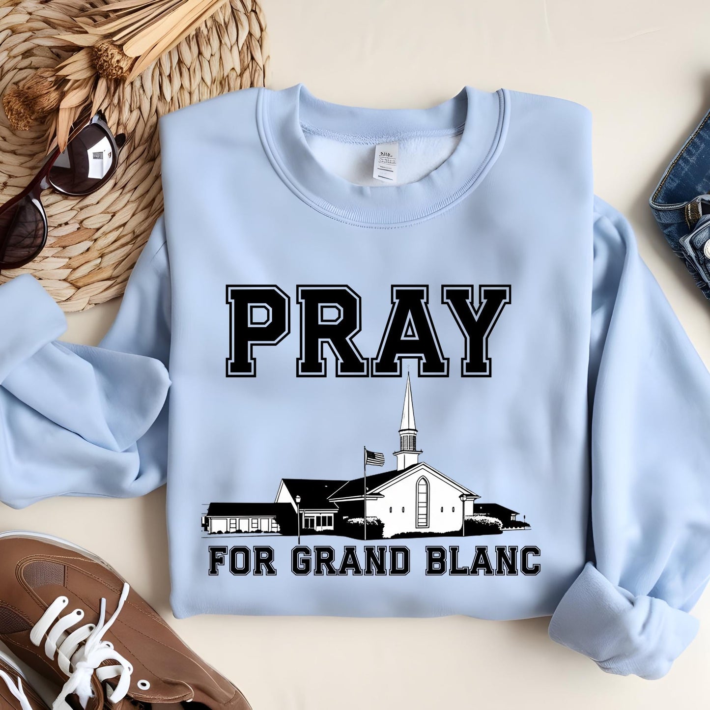 Pray For Grand Blanc Michigan Sweatshirt, Michigan Church T Shirt, Pray For Michigan Shirt, Michigan Shirt, Michigan Church on Fire Shirt