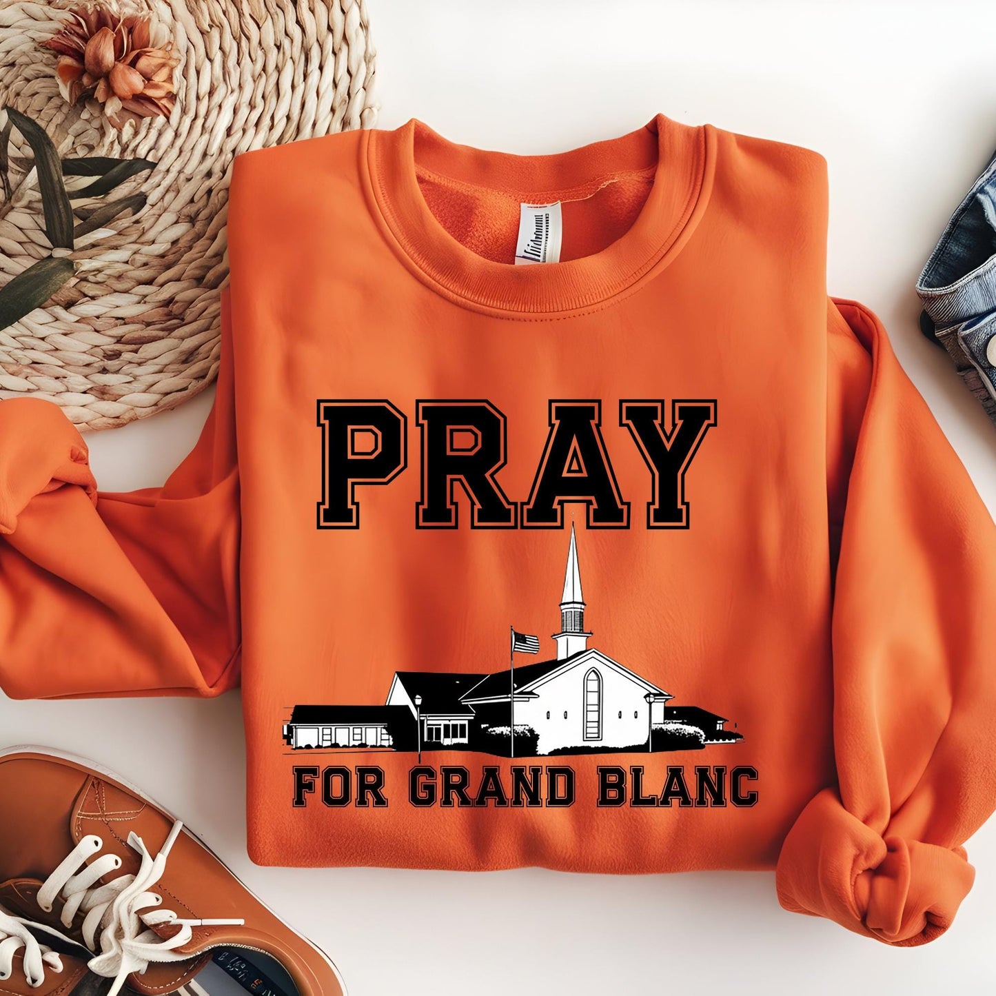 Pray For Grand Blanc Michigan Sweatshirt, Michigan Church T Shirt, Pray For Michigan Shirt, Michigan Shirt, Michigan Church on Fire Shirt