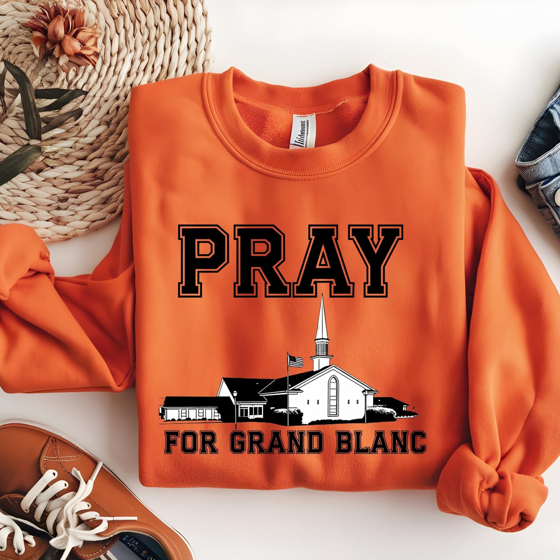 Pray For Grand Blanc Michigan Sweatshirt, Michigan Church T Shirt, Pray For Michigan Shirt, Michigan Shirt, Michigan Church on Fire Shirt