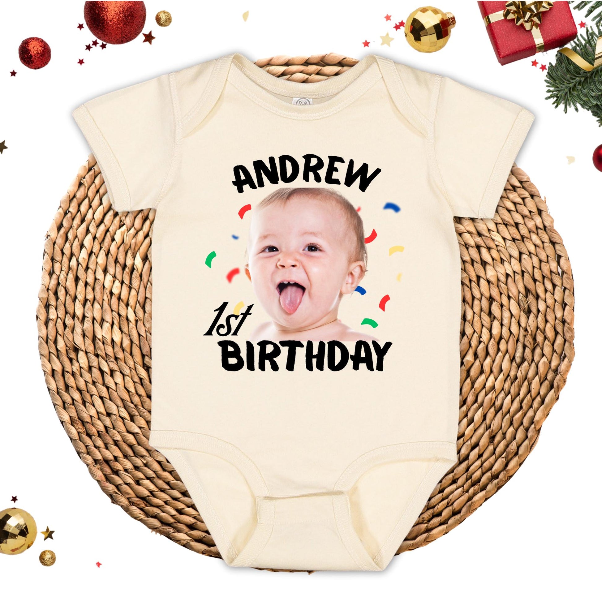 Custom 1st Birthday Onesie®, First Birthday Crew Shirt, Personalized Photo Birthday Tee. Toddler Shirt, 1st Birthday Gift