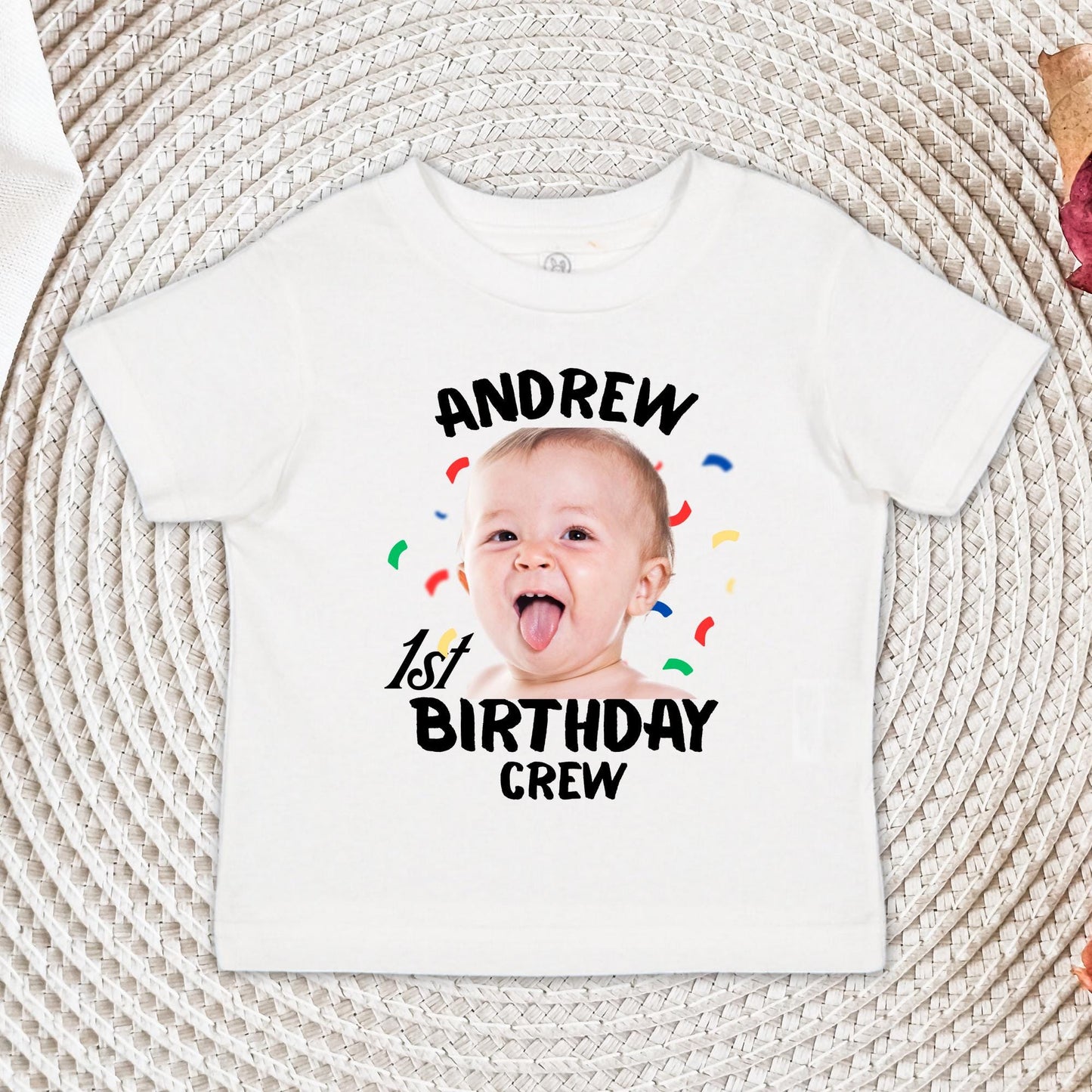 Custom 1st Birthday Onesie®, First Birthday Crew Shirt, Personalized Photo Birthday Tee. Toddler Shirt, 1st Birthday Gift