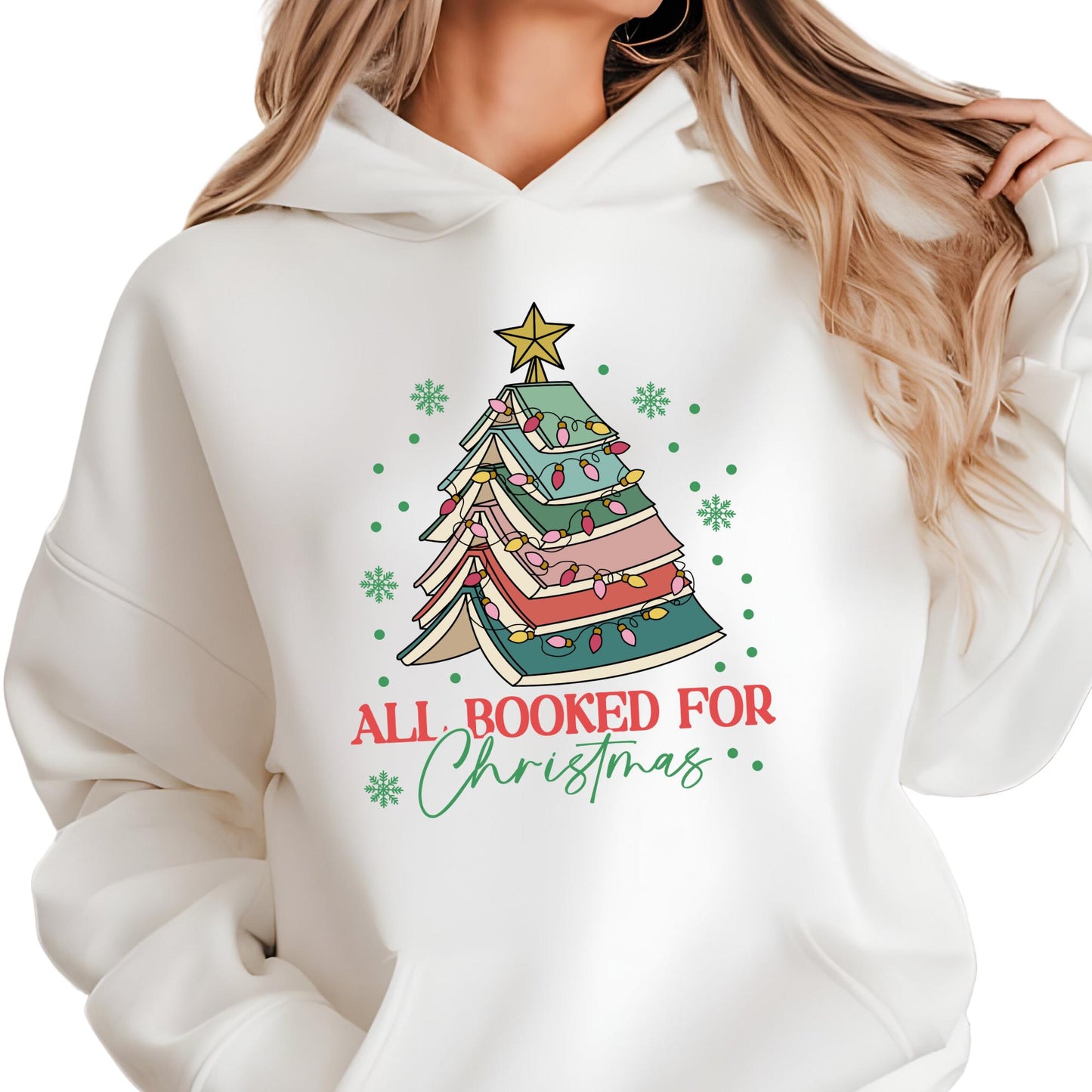 All Booked For Christmas Shirt Gift for Librarian, Christmas Book Tree Sweatshirt, Book Lovers Christmas Gift