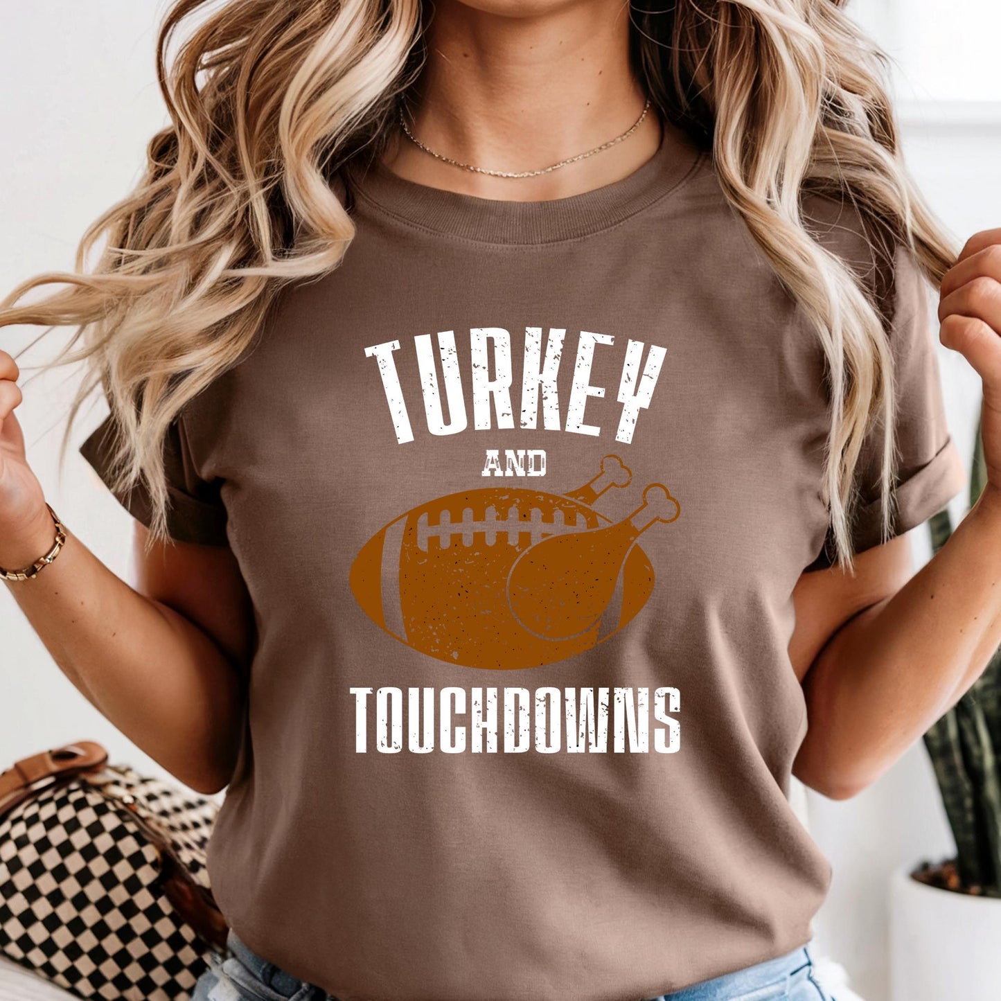 Comfort Colors® Turkey and Touchdowns Shirt, Thanksgiving Gift, Football Lover Tee