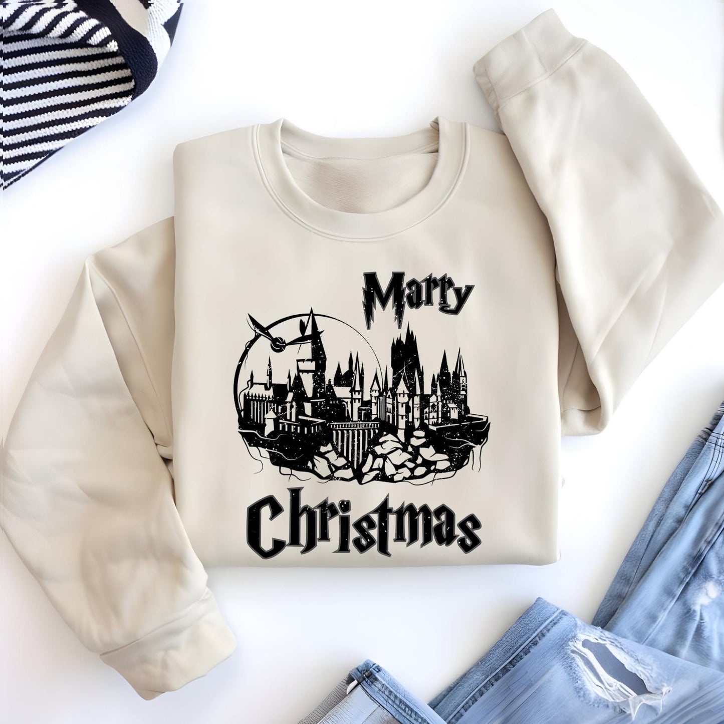 Wizard Castle Sweatshirt, Merry Christmas Hoodie