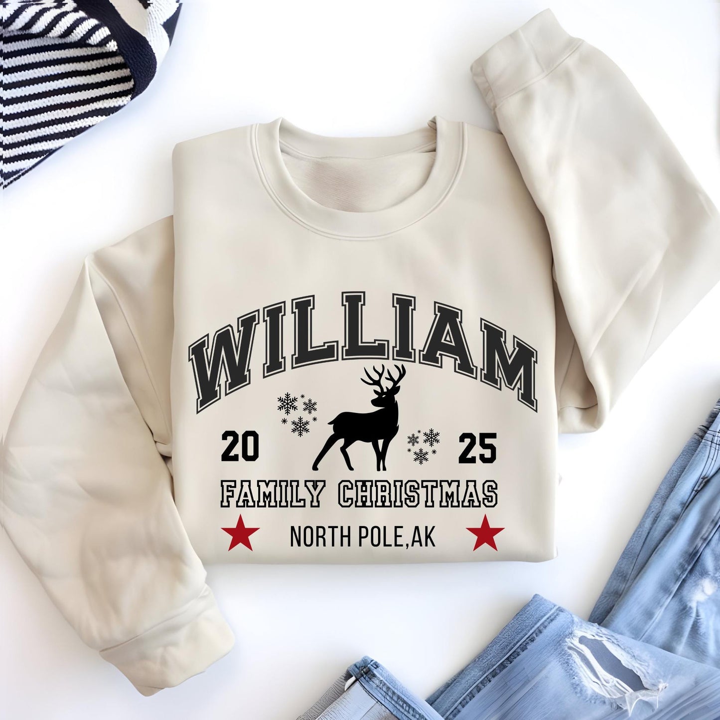 Custom Christmas Vacation Sweatshirt with Name and City | State, Christmas Gift, Christmas Hoodie | Sweat Vintage Varsity Sweater