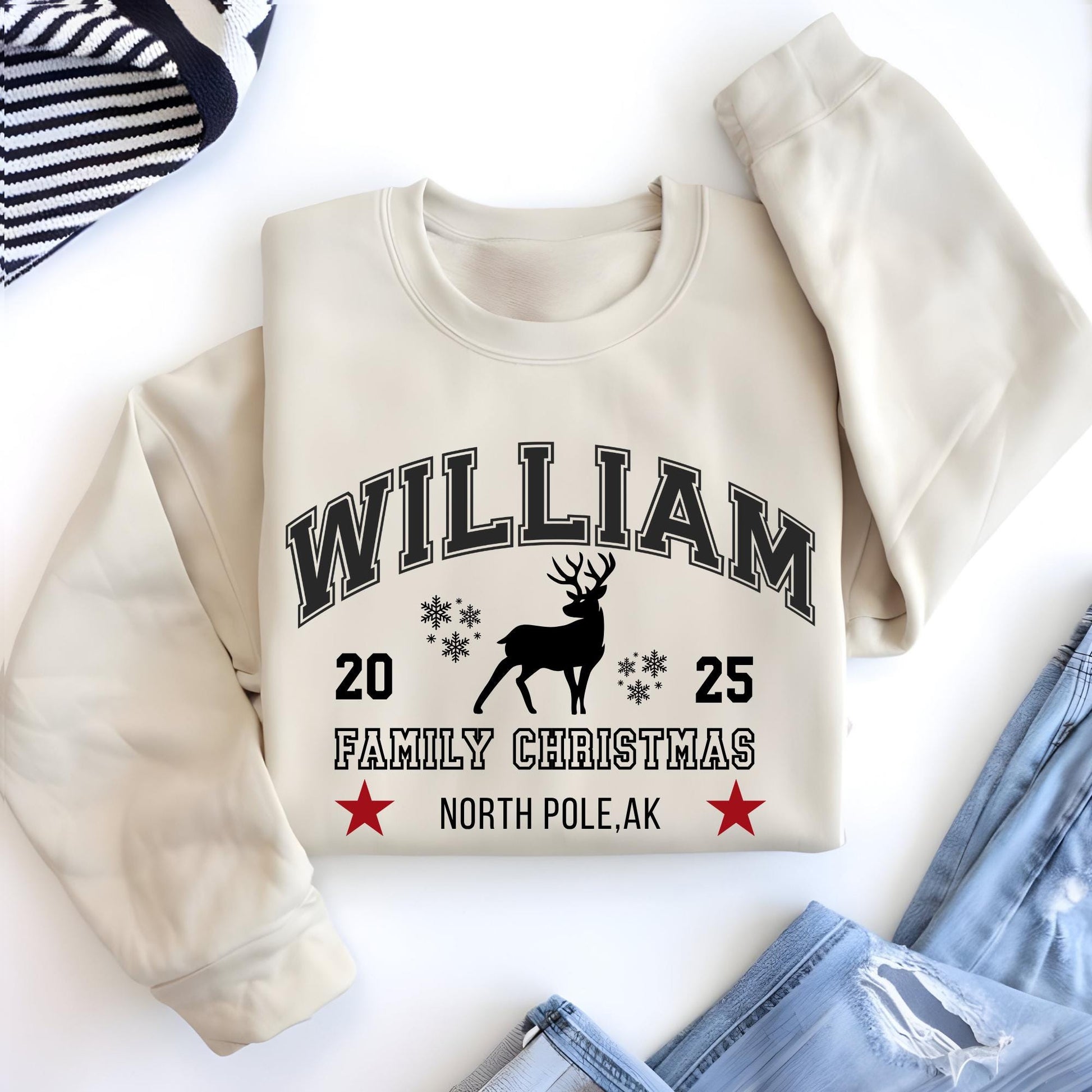Custom Christmas Vacation Sweatshirt with Name and City | State, Christmas Gift, Christmas Hoodie | Sweat Vintage Varsity Sweater