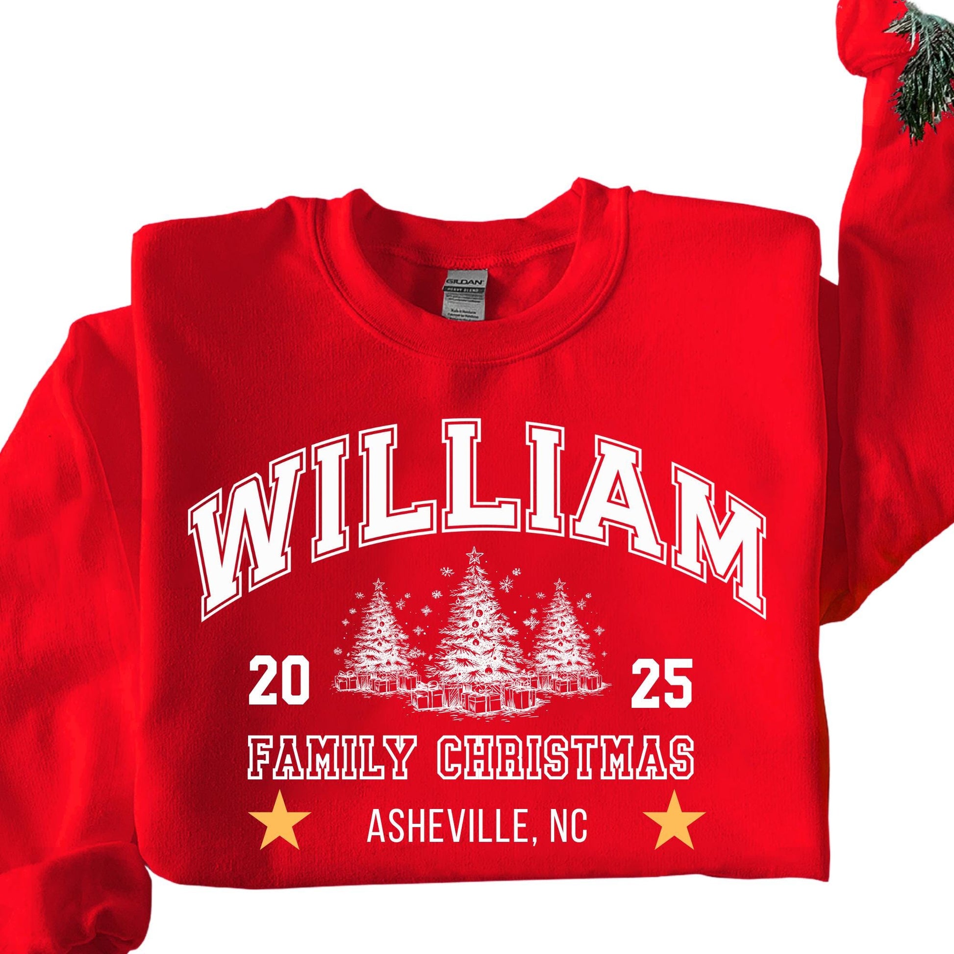 Custom Christmas Vacation Sweatshirt with Name and City | State, Christmas Gift, Christmas Hoodie | Sweat Vintage Varsity Sweater
