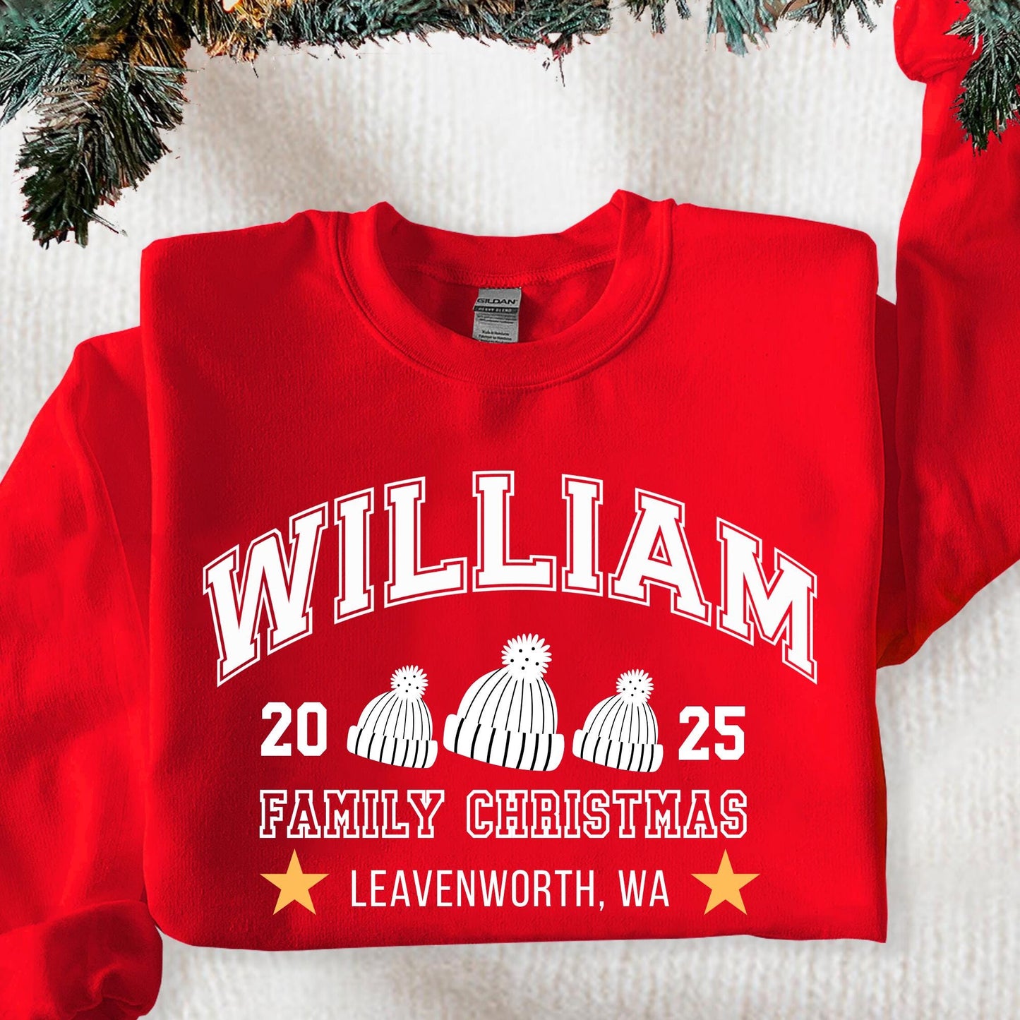 Custom Christmas Vacation Sweatshirt with Name and City | State, Christmas Gift, Christmas Hoodie | Sweat Vintage Varsity Sweater