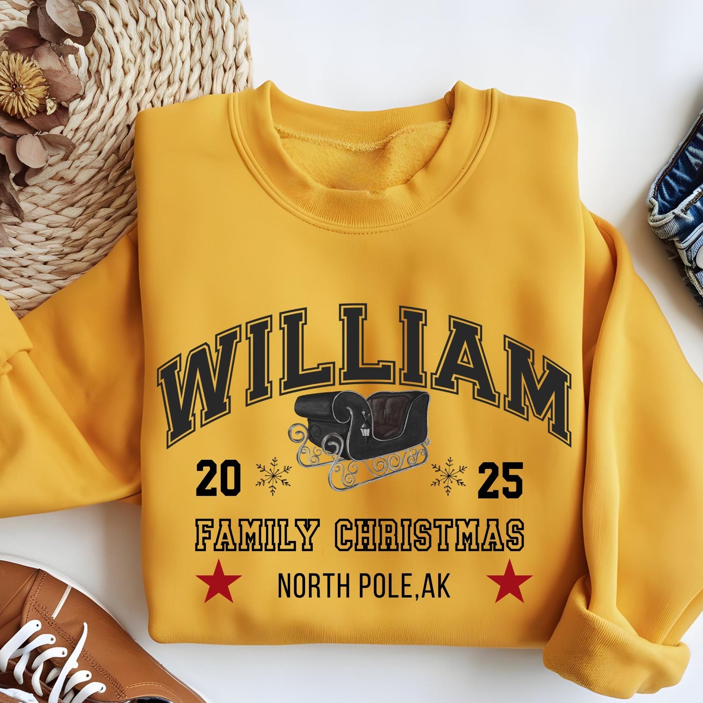 Custom Christmas Vacation Sweatshirt with Name and City | State, Christmas Gift, Christmas Hoodie | Sweat Vintage Varsity Sweater