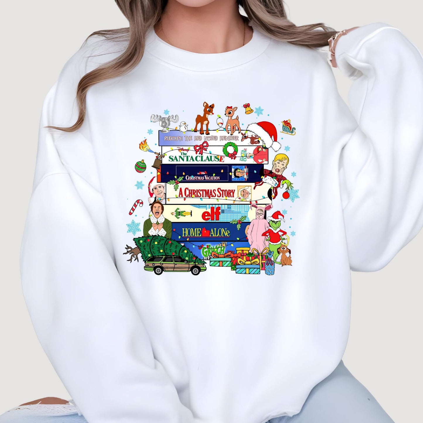 Vintage Christmas VHS Movies Sweatshirt: 90s Movie Christmas Shirts For Women