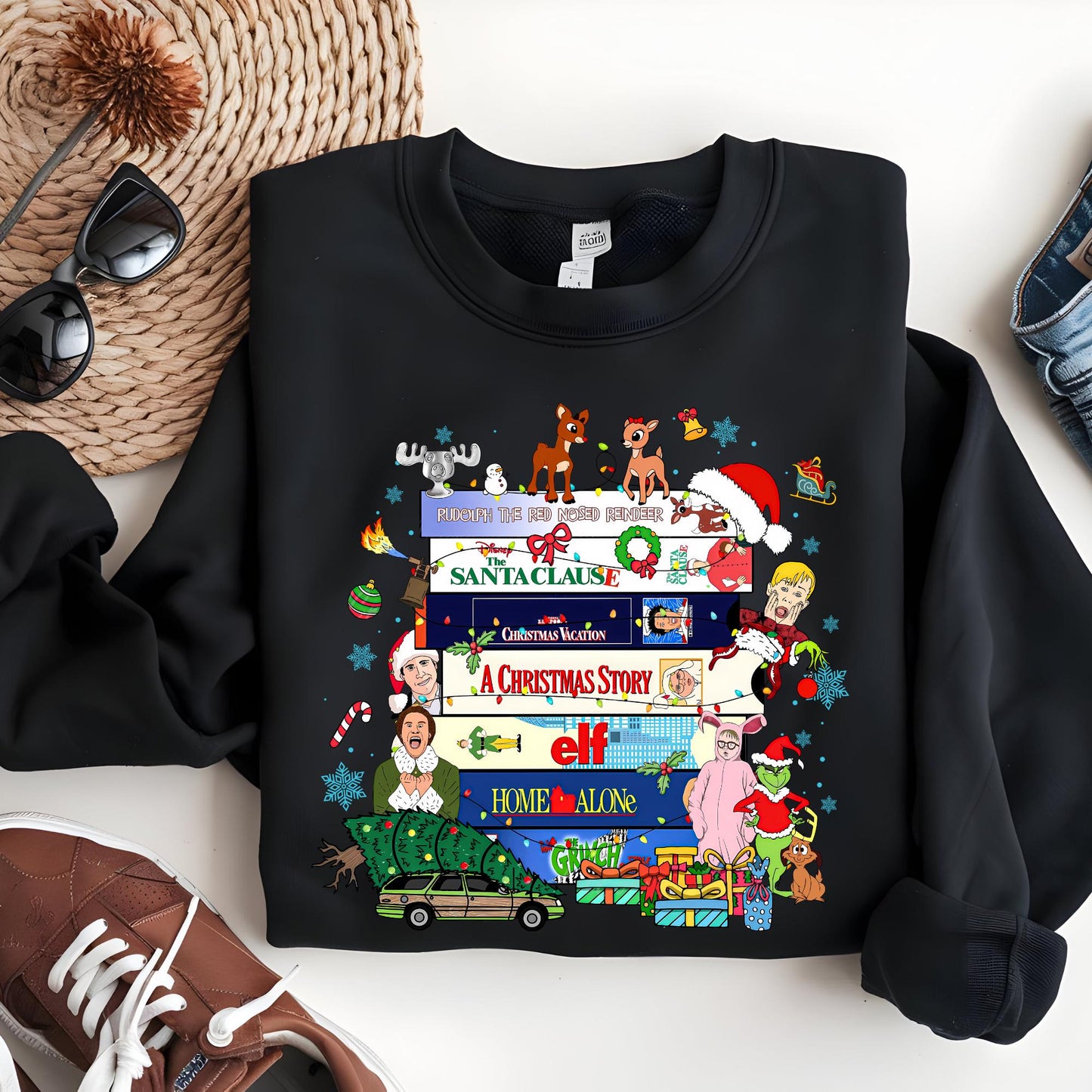 Vintage Christmas VHS Movies Sweatshirt: 90s Movie Christmas Shirts For Women