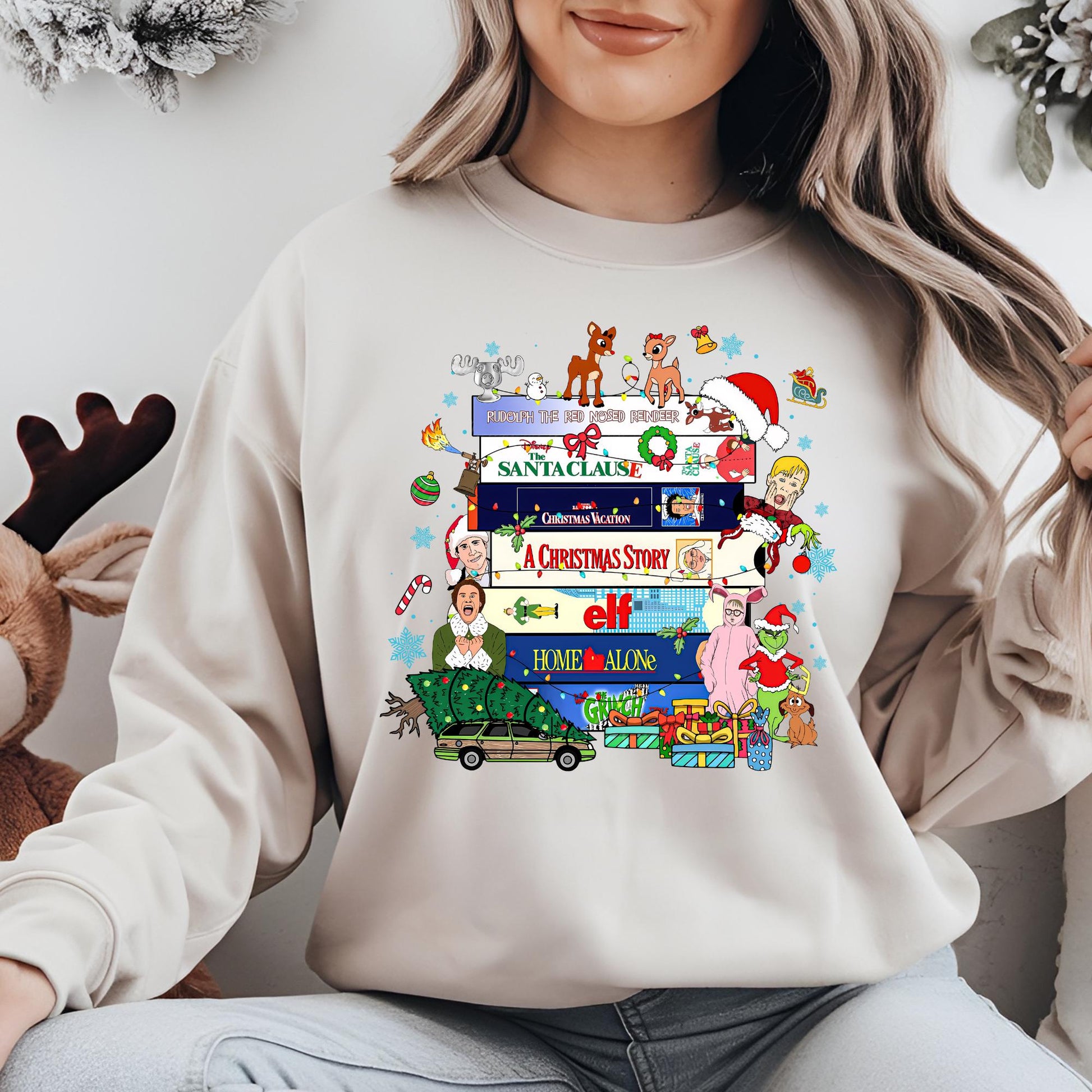 Vintage Christmas VHS Movies Sweatshirt: 90s Movie Christmas Shirts For Women