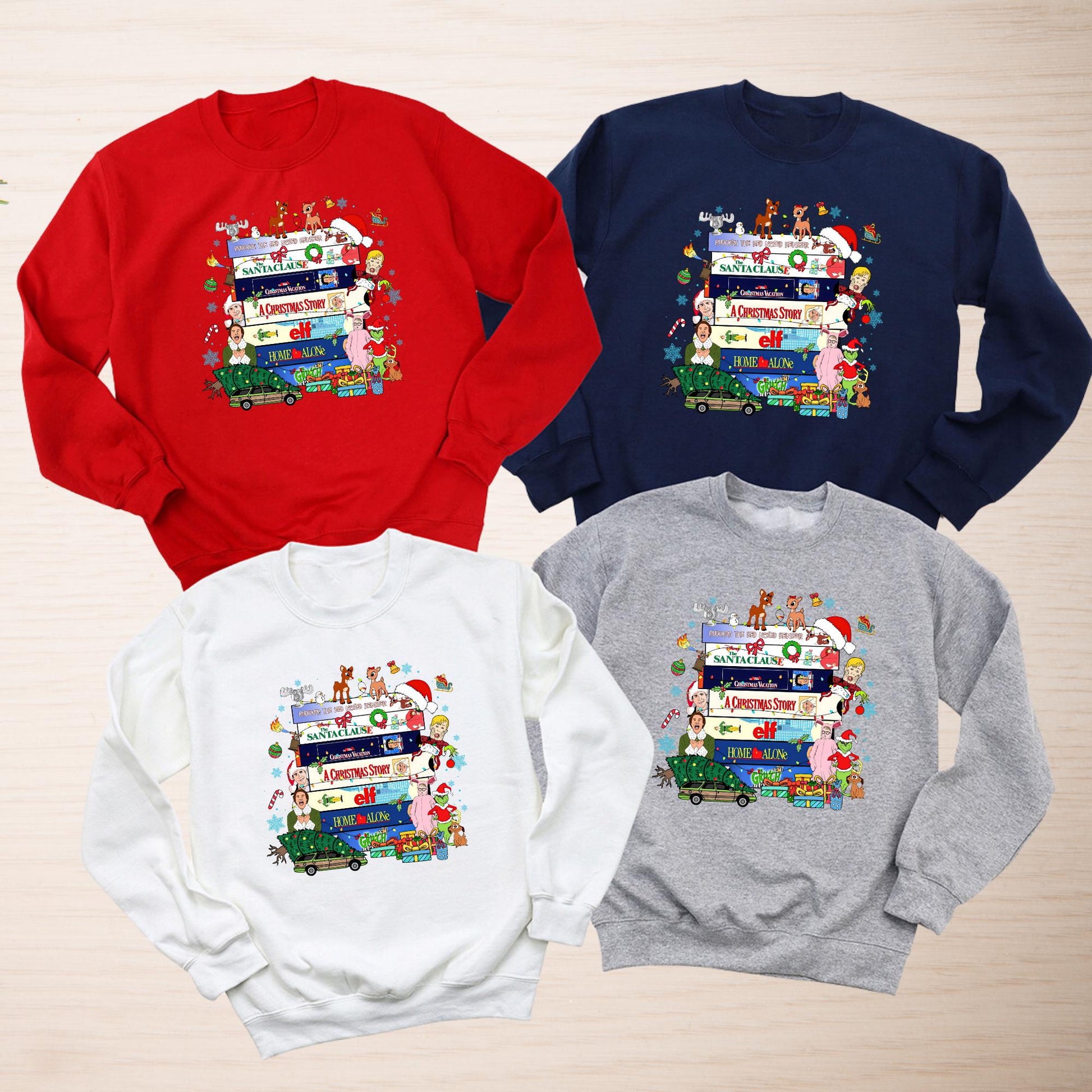 Vintage Christmas VHS Movies Sweatshirt: 90s Movie Christmas Shirts For Women