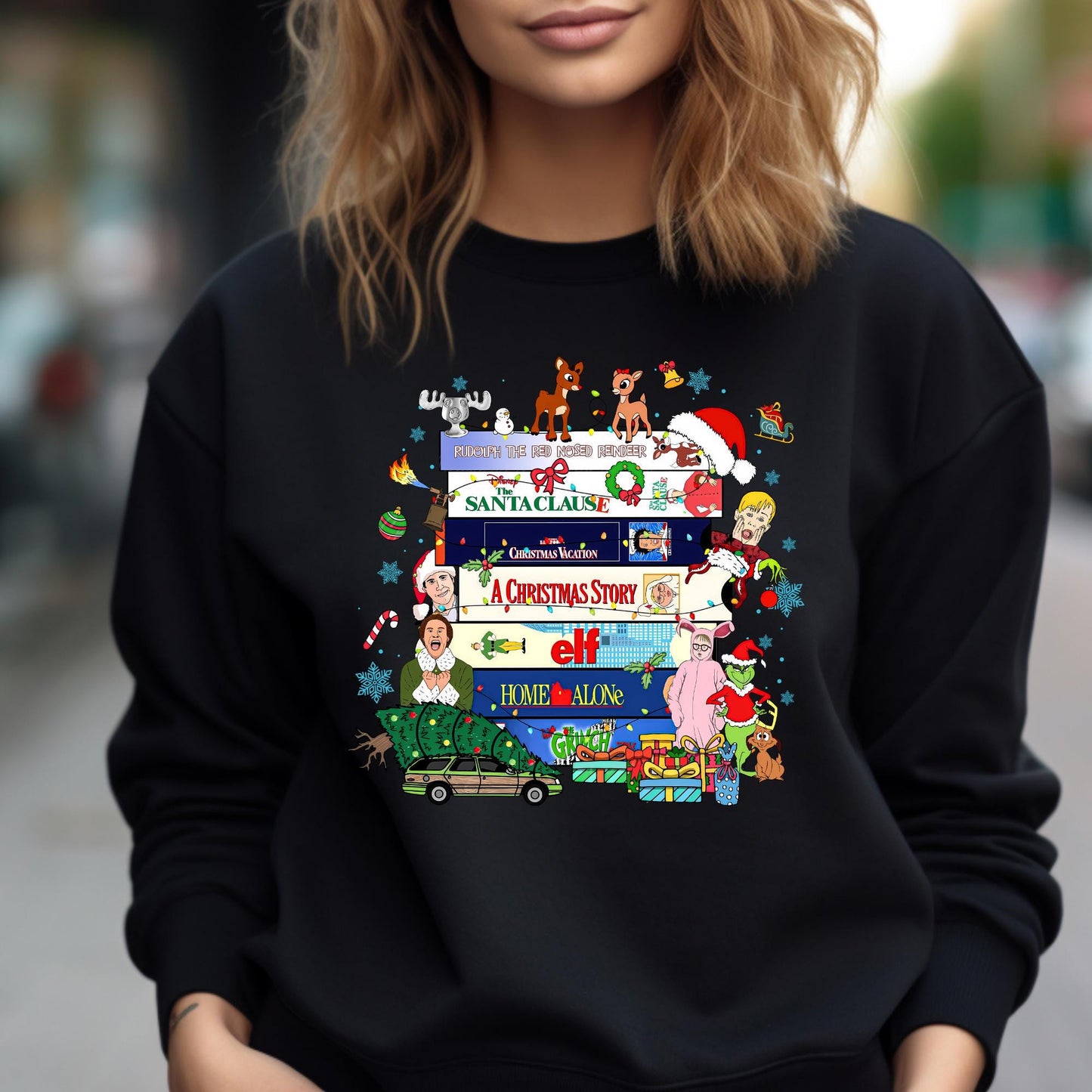 Vintage Christmas VHS Movies Sweatshirt: 90s Movie Christmas Shirts For Women
