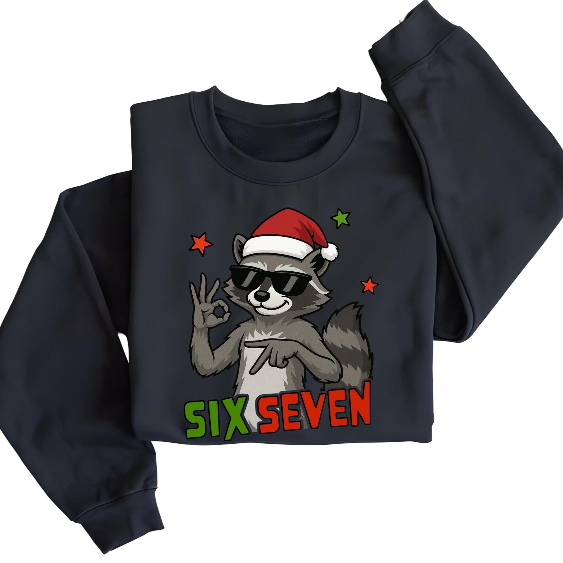 Six Seven Sweatshirt, 6 7 Christmas Sweat, Raccoon Viral Tiktok Xmas Hoodie