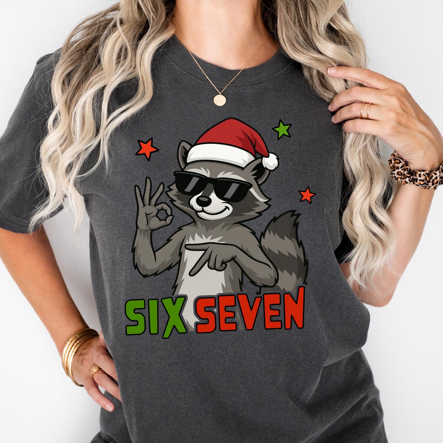 Comfort Colors® Six Seven Christmas Shirt 6 7 Meme Raccoon Tee