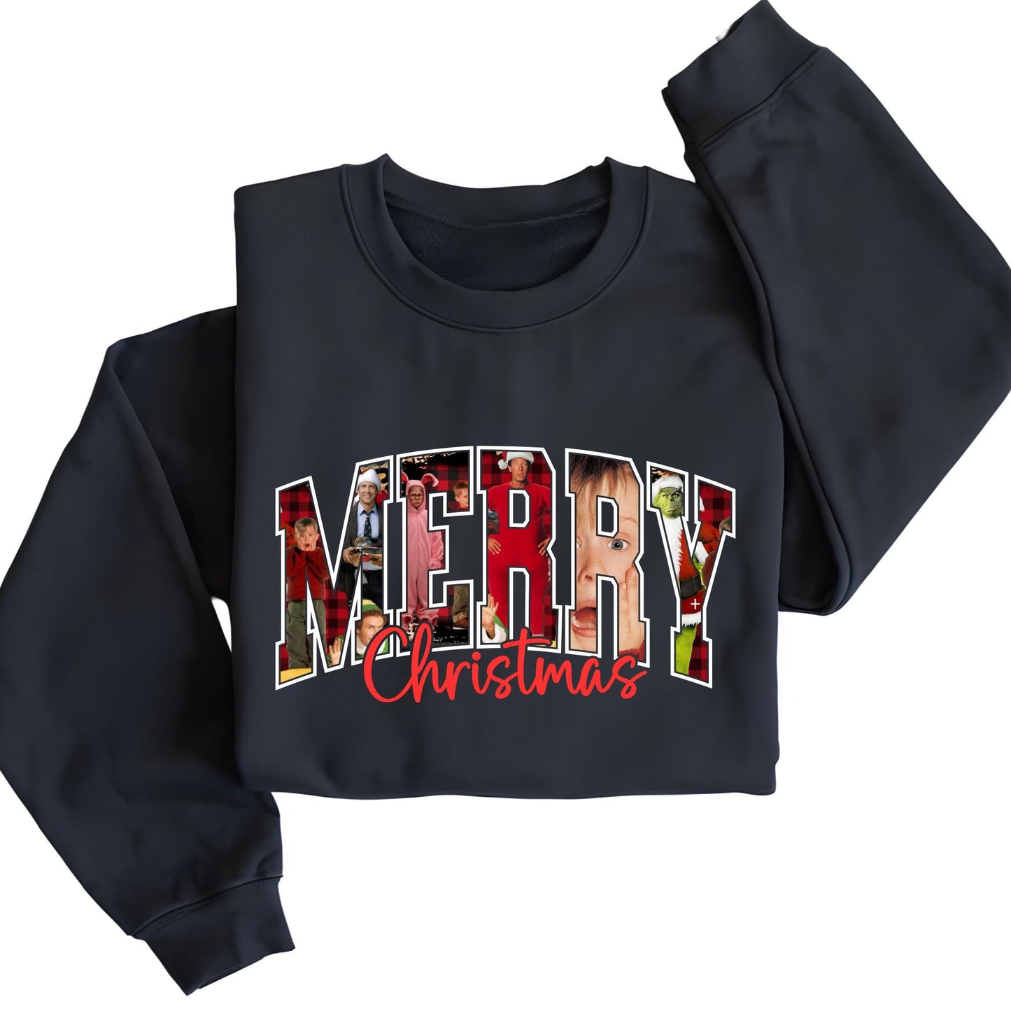 Merry Christmas 90s Movies Sweatshirt, Vintage Christmas Movies Sweat, Retro Xmas Hoodie
