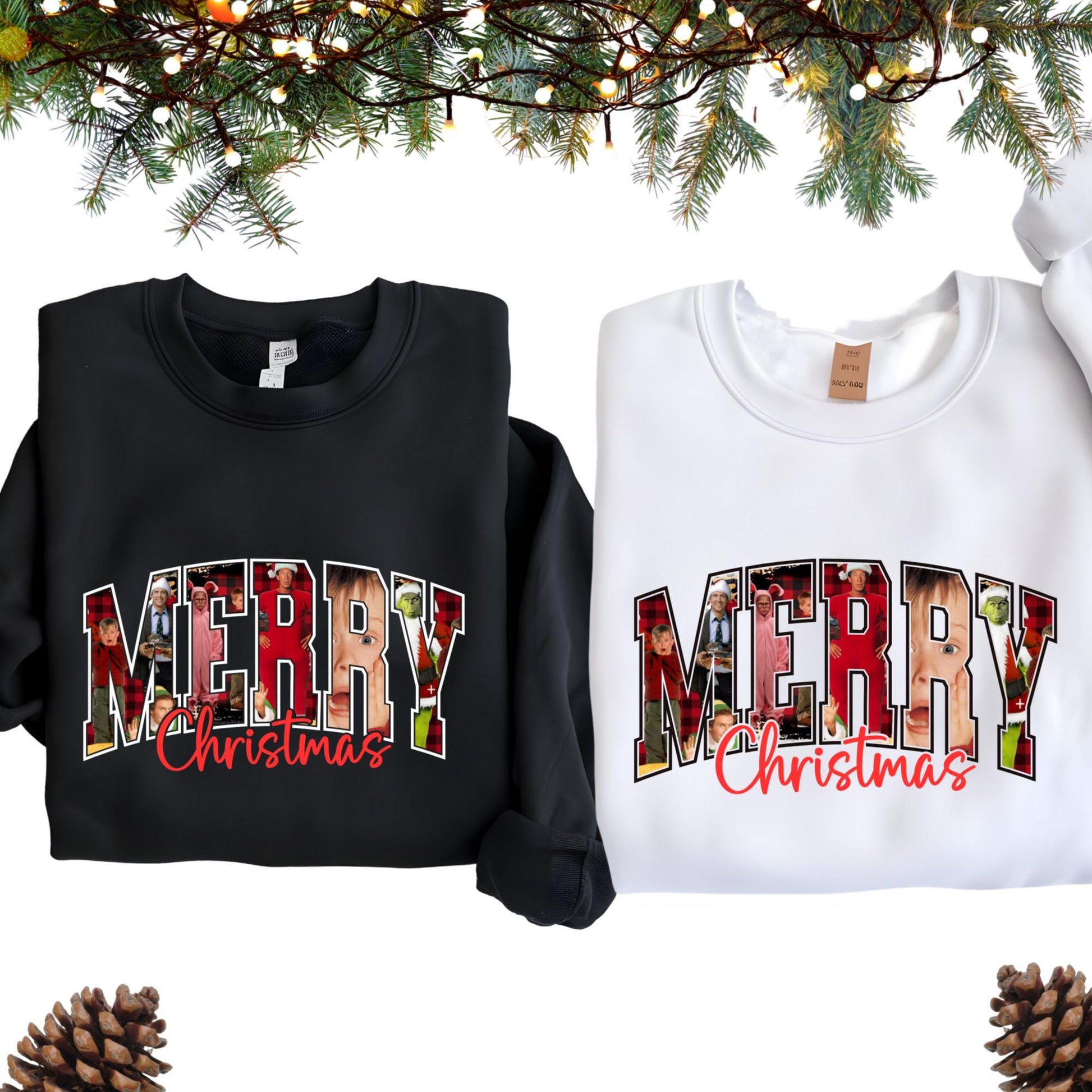 Merry Christmas 90s Movies Sweatshirt, Vintage Christmas Movies Sweat, Retro Xmas Hoodie