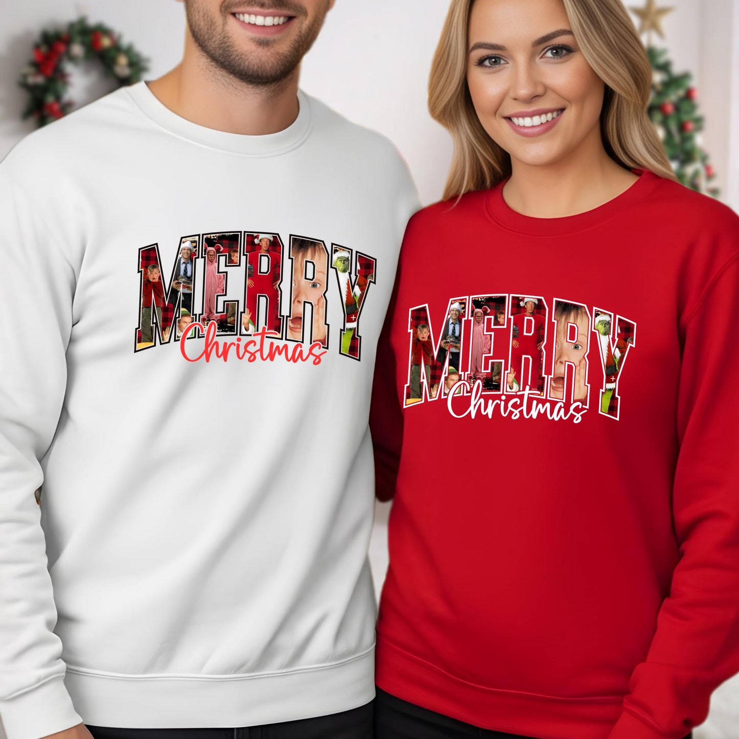 Merry Christmas 90s Movies Sweatshirt, Vintage Christmas Movies Sweat, Retro Xmas Hoodie